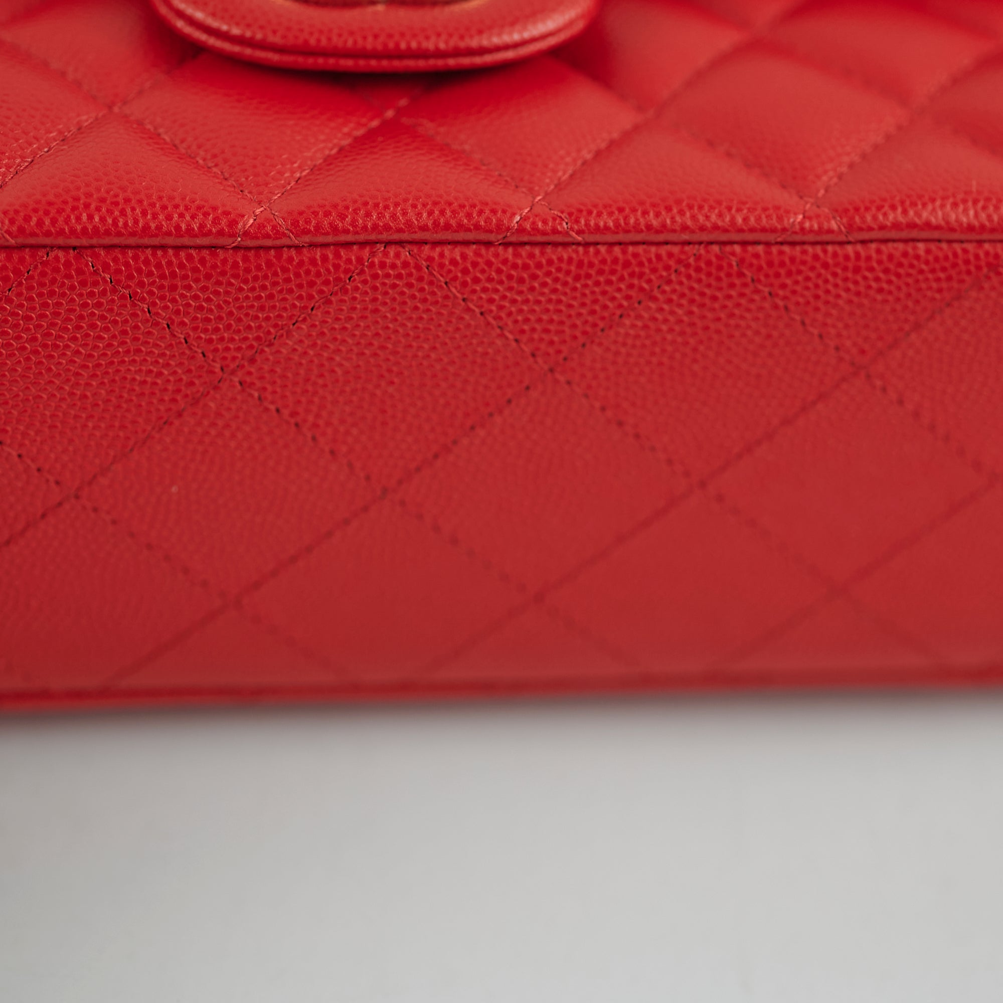 Chanel Caviar Leather Medium/Large Double Classic Flap Bag in Red with Microchip - Luxury Handbag for Women, Perfect for Parties, Dating & Special Occasions