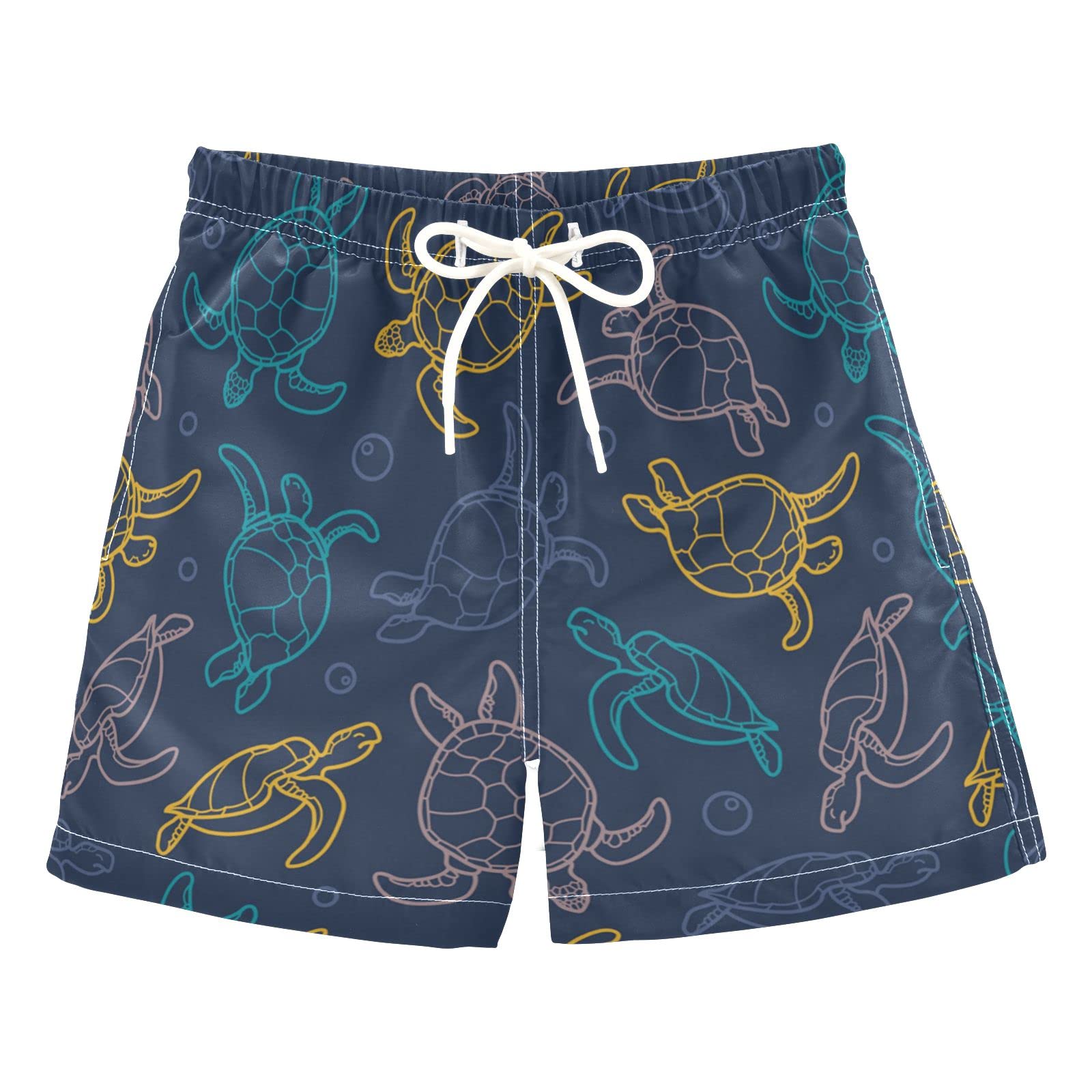 Sea Turtles Swim Trunks for Boys - Quick Dry Board Shorts for Kids Toddler & Teens (2T-8) - Perfect for Beach, Pool & Summer Water Activities