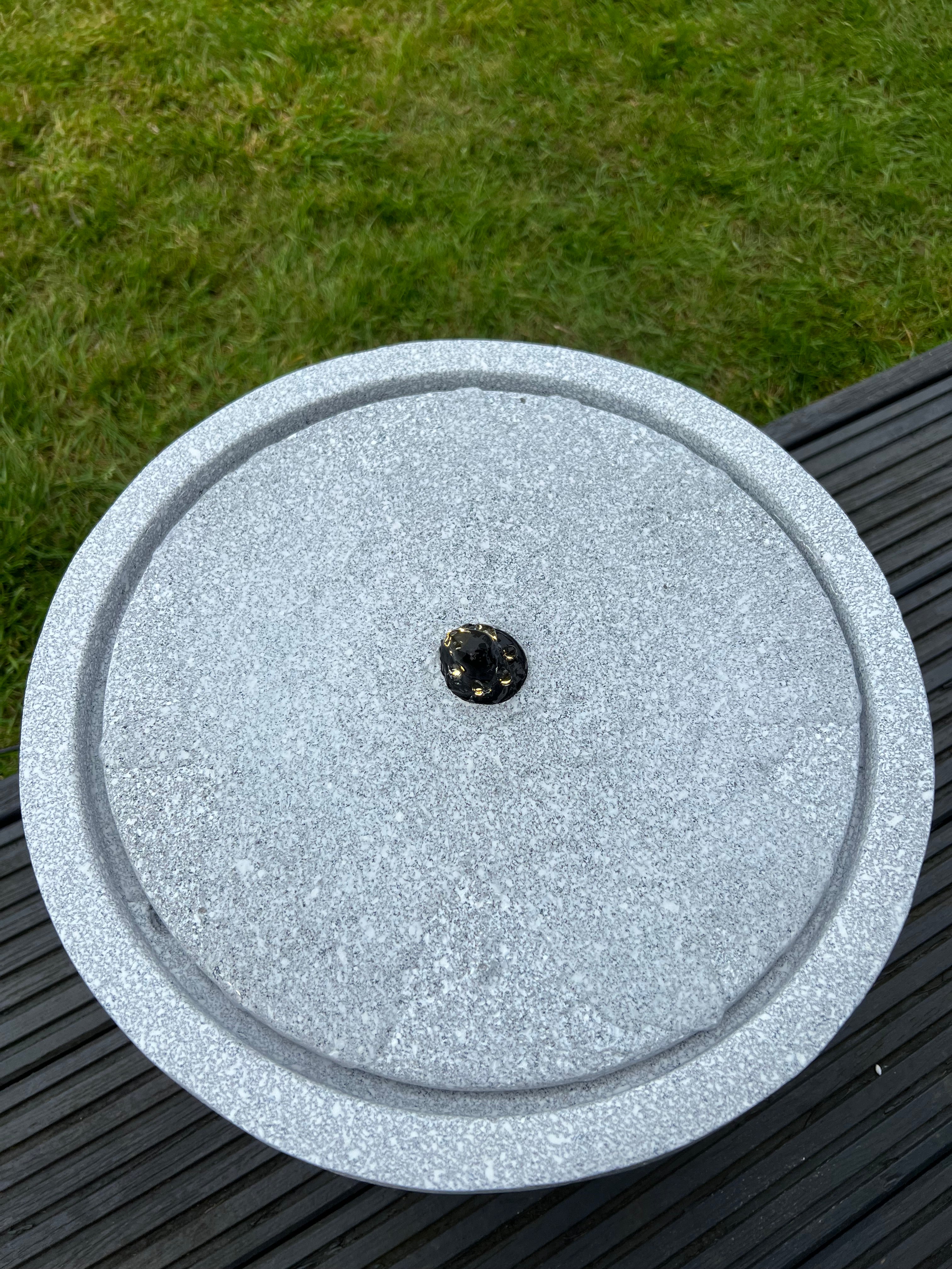 Round LED Water Fountain with Lights - Plug-in Powered, Light Grey (36x36x28cm) - Perfect for Indoor/Outdoor Garden, Patio, and Home Decor