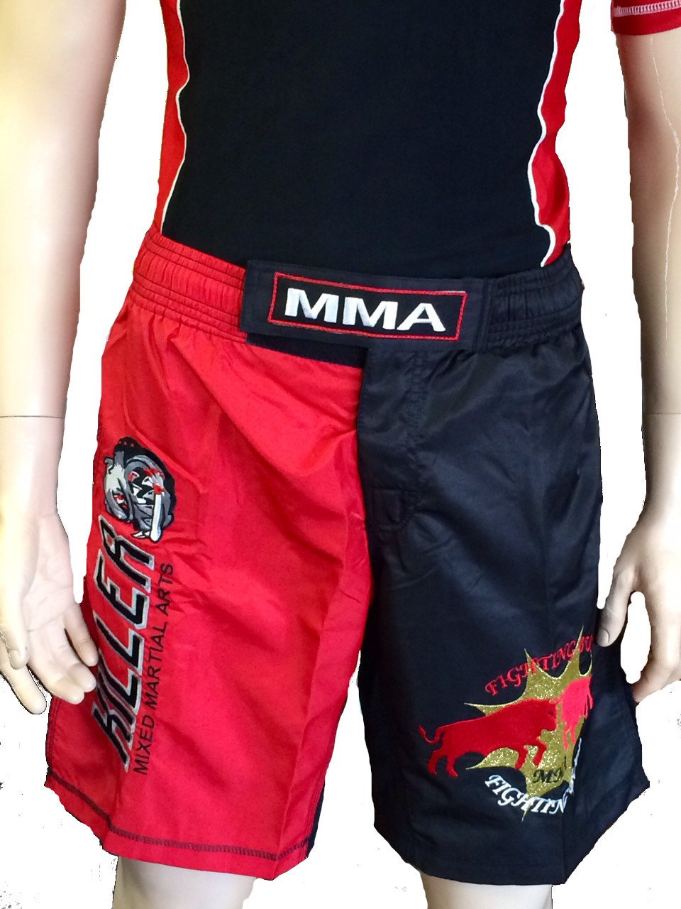 Woldorf MMA Shorts - Polyester 2-Tone Fabric with Embroidered Logo, Size XL - Grappling, Kickboxing, Muay Thai & Fighting Shorts for Training & Competition
