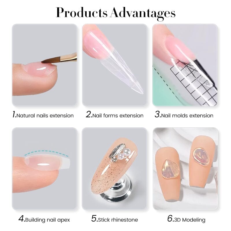 Super Crystal Extension Gel 30g - Professional Nail Extension Kit for Strong & Natural-Looking Nails - Perfect for Salon, Home Manicure & Special Occasions
