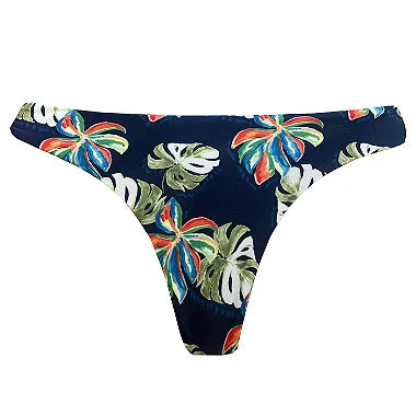 Watercolor Blue Leaves Brazilian Classic Thong Bikini Bottom - Sexy Swimwear for Beach, Pool & Summer Vacations