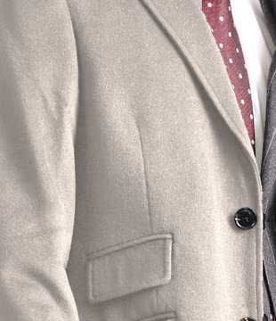 Premium Men's Wool Cashmere Blend Single Breasted Light Gray 3/4 Length Top Coat - Classic Winter Overcoat for Business, Office & Formal Occasions