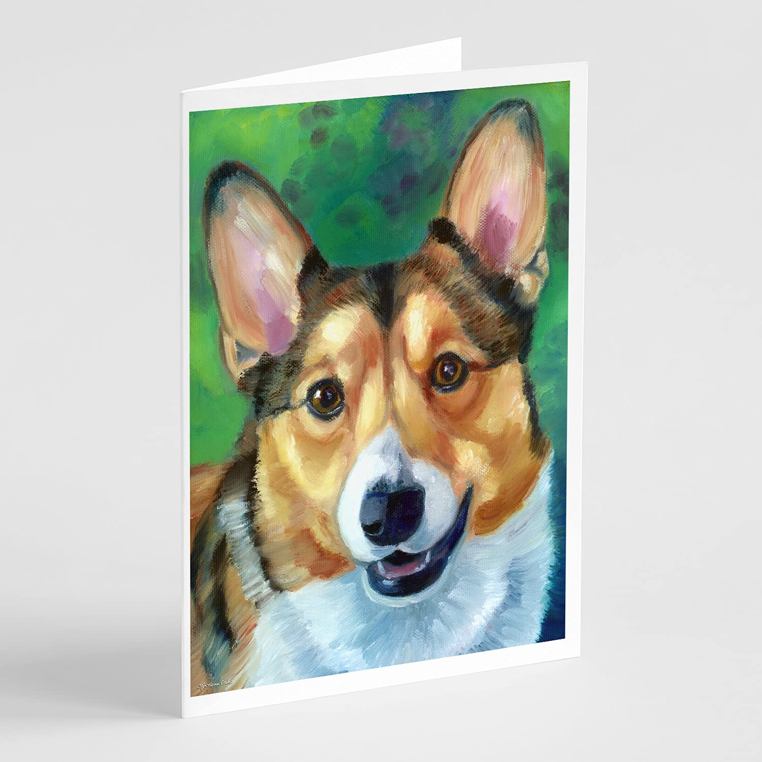Caroline's Treasures 7303GCA7P Corgi Toby Blank Greeting Cards - Pack of 8 A7 Size (5x7) Note Cards with Envelopes | Whimsical Dog Design for Birthday, Thank You & Holiday Cards