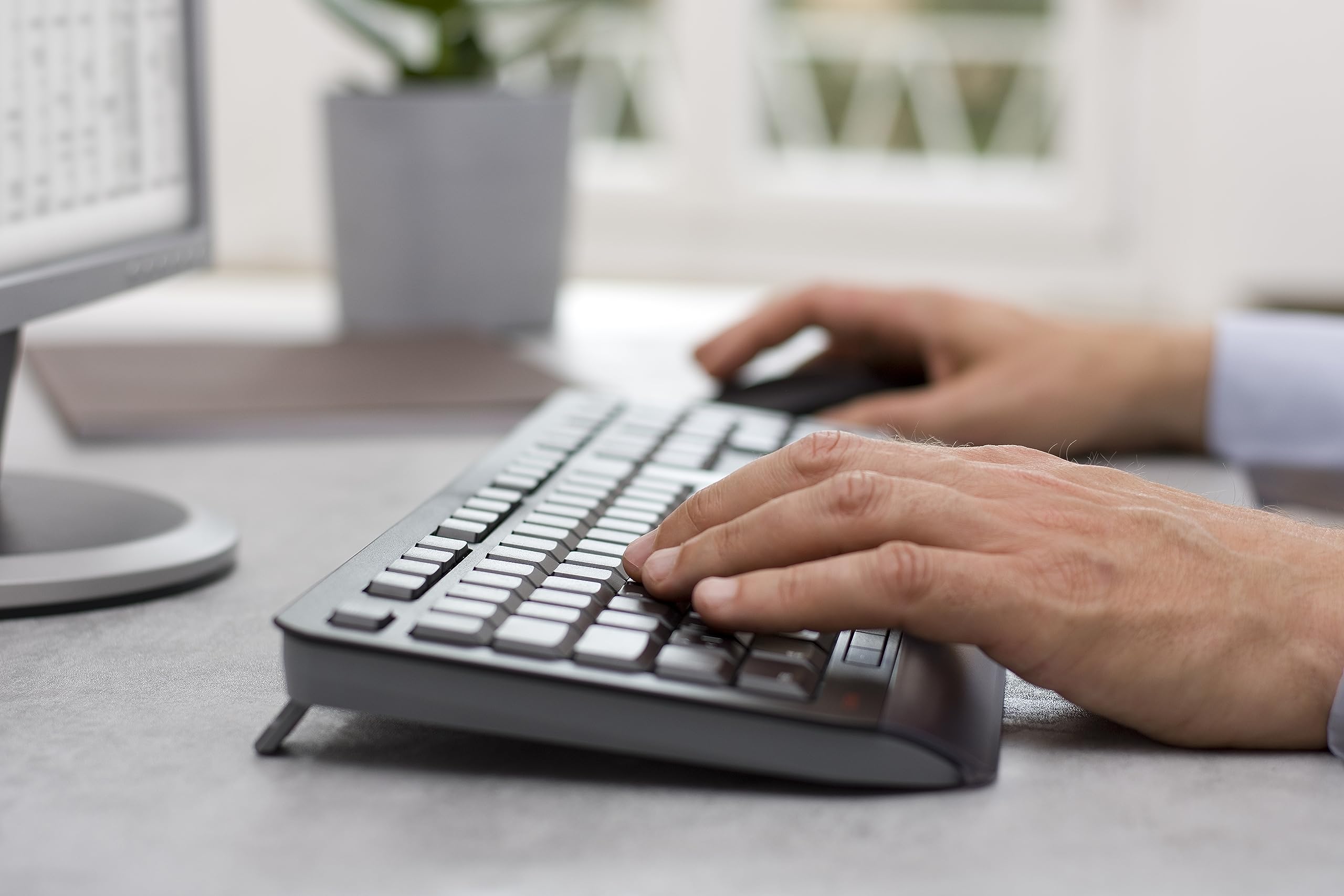 Wireless Keyboard and Mouse Combo for PC - CHERRY GENTIX Ergonomic Desktop Set with Quiet Click & 2.4GHz USB Receiver | Perfect for Home Office, Gaming, and Workstations