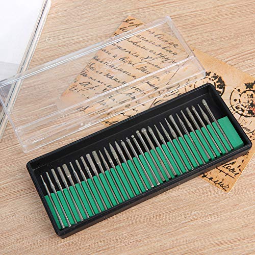 Diamond Grinding Drill Bits Set - 30Pcs High Hardness Metal & Jade Engraving Bits for Electric Grinder & Engraving Machine | Perfect for Jewelry Making, Stone Carving & DIY Crafts