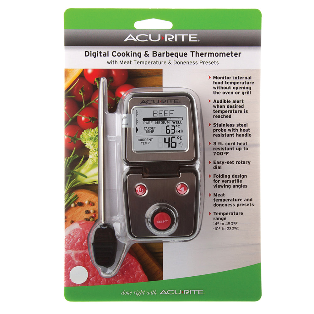 Acurite Digital Cooking and BBQ Thermometer - Wireless Meat Thermometer with Alarm for Grilling, Smoking, Baking & Roasting - Perfect for Kitchen, Outdoor BBQ & Camping