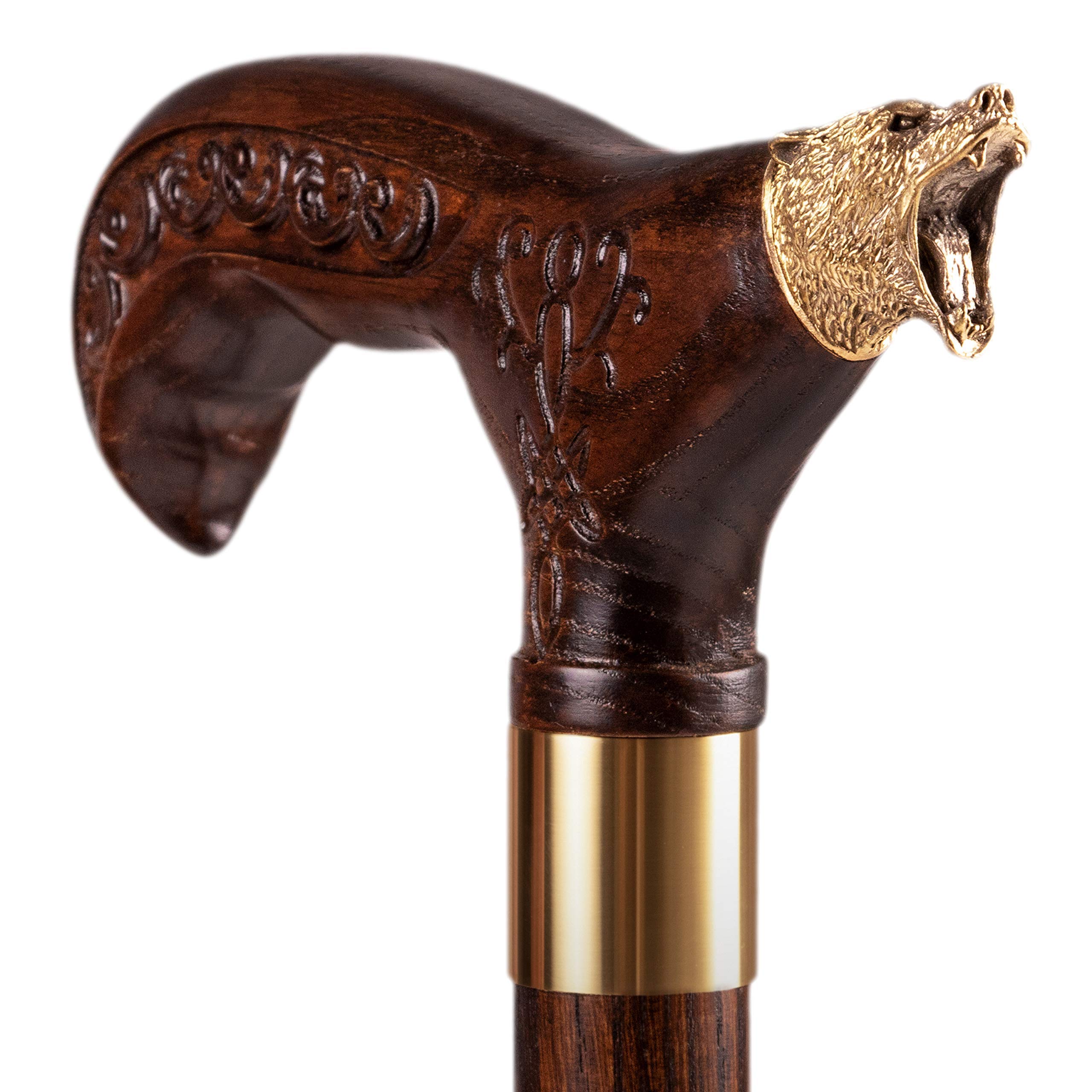 Hand Carved Wooden Walking Cane for Men - Fashionable Bear Design Derby Cane - Premium Walking Stick by ArtWalkingSticks - Ideal for Outdoor Hiking, Senior Support & Fashion Accessory