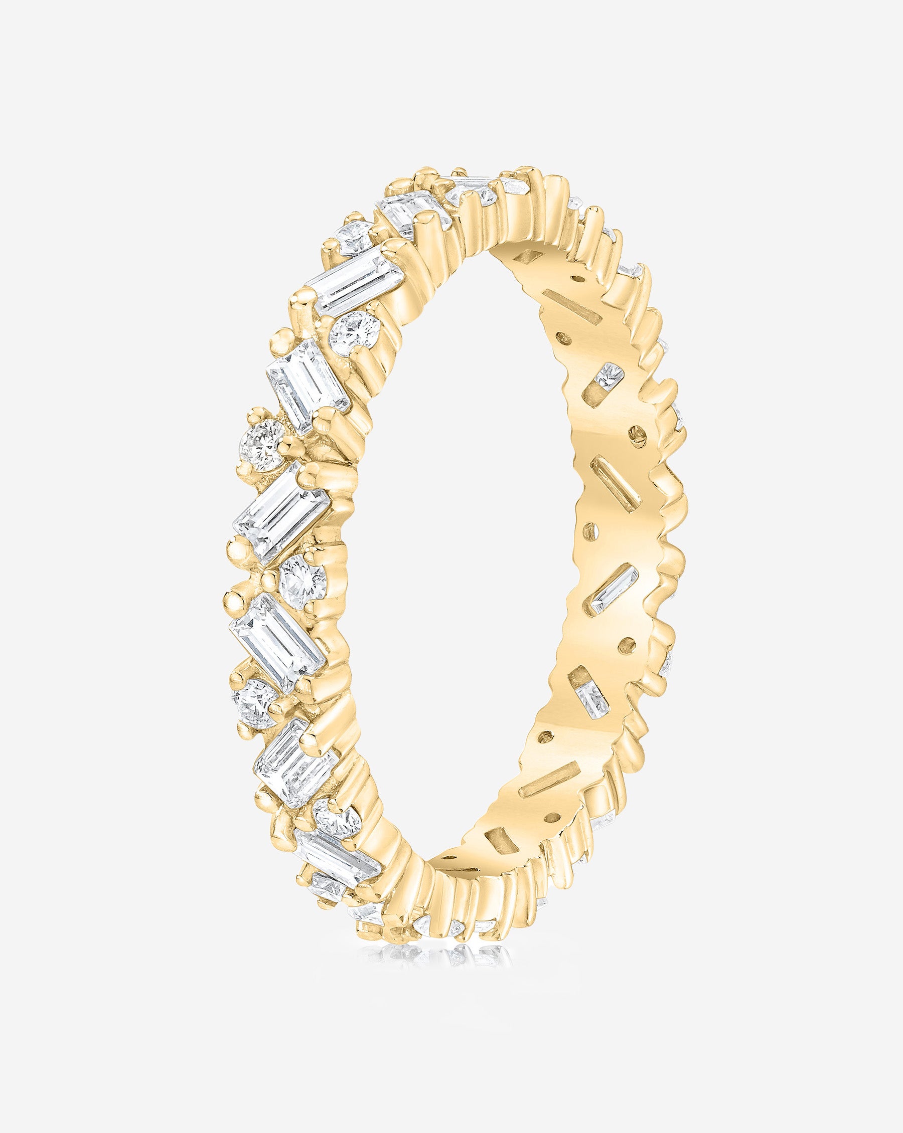 Baguette Cluster Eternity Band Ring - Elegant Wedding Band for Women, Stackable Diamond Ring for Anniversary & Engagement - Perfect for Bridal Jewelry & Special Occasions