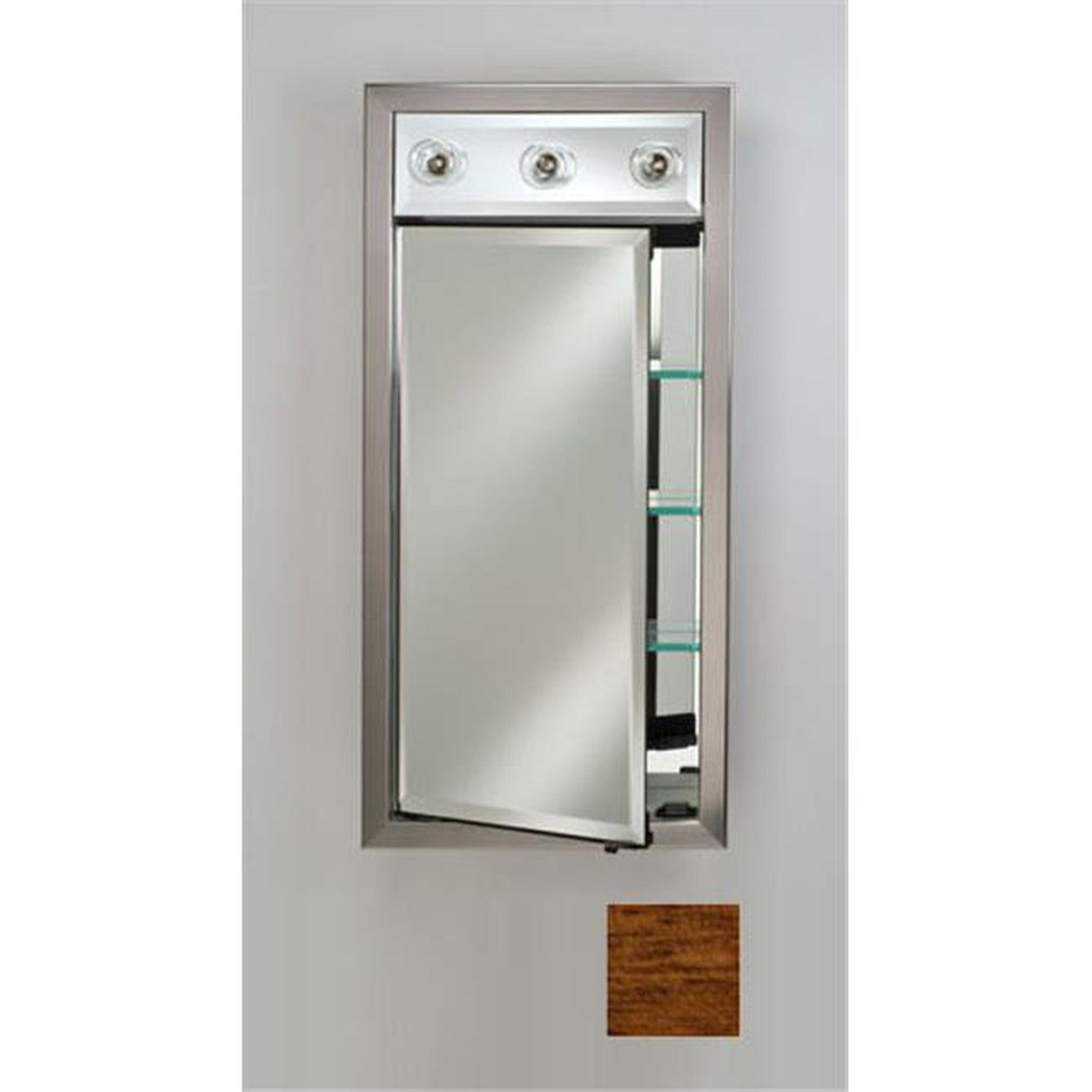 Afina Signature 17x34 Inch Arlington Honey Recessed Right Hinged Single Door Medicine Cabinet with LED Lights - Modern Bathroom Storage for Toiletries & Essentials