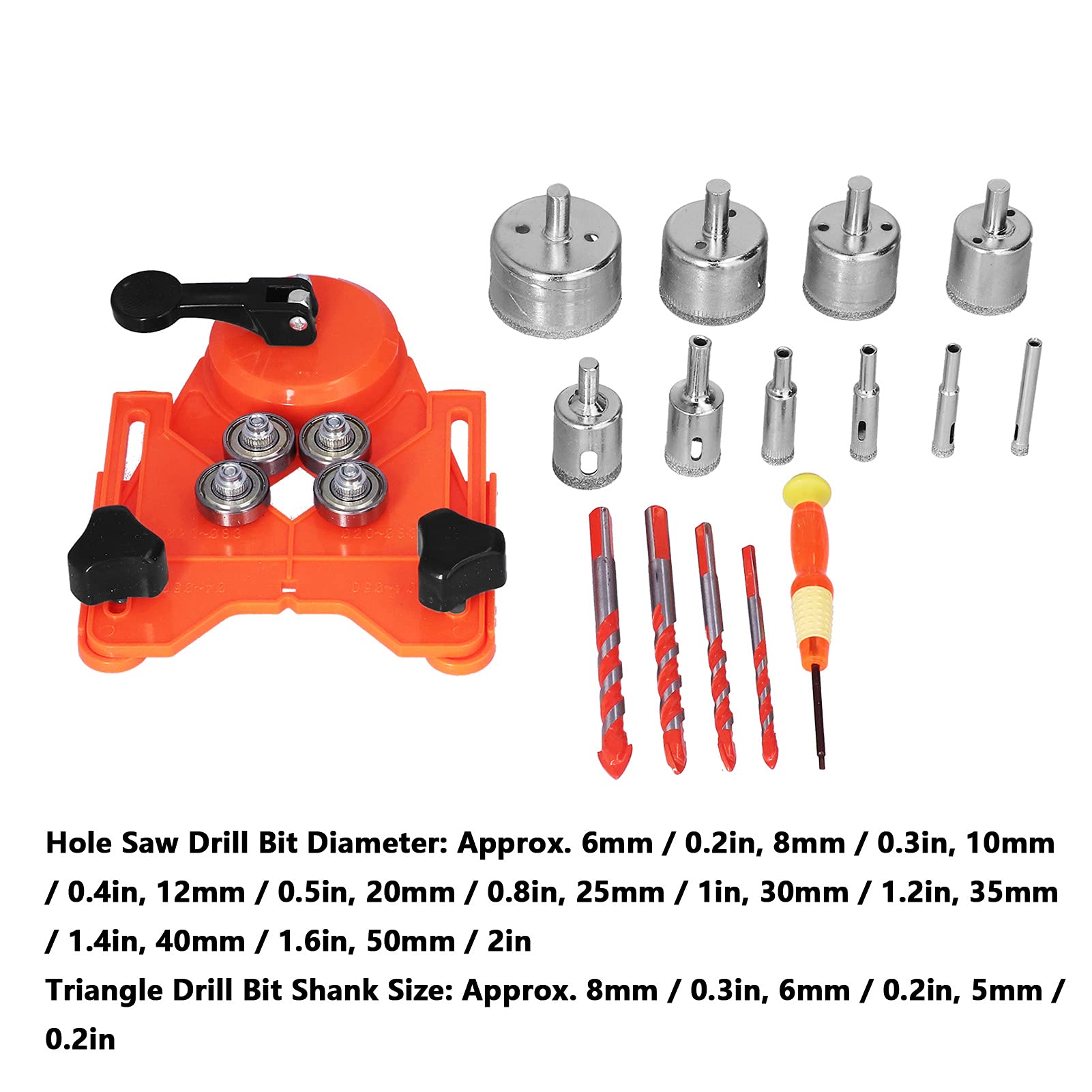 Durable Saw Drilling Tool Kit with Wear-Resistant 6-50mm Drill Bits for Ceramic & Glass – Perfect for DIY Home Projects & Professional Renovations (Orange)