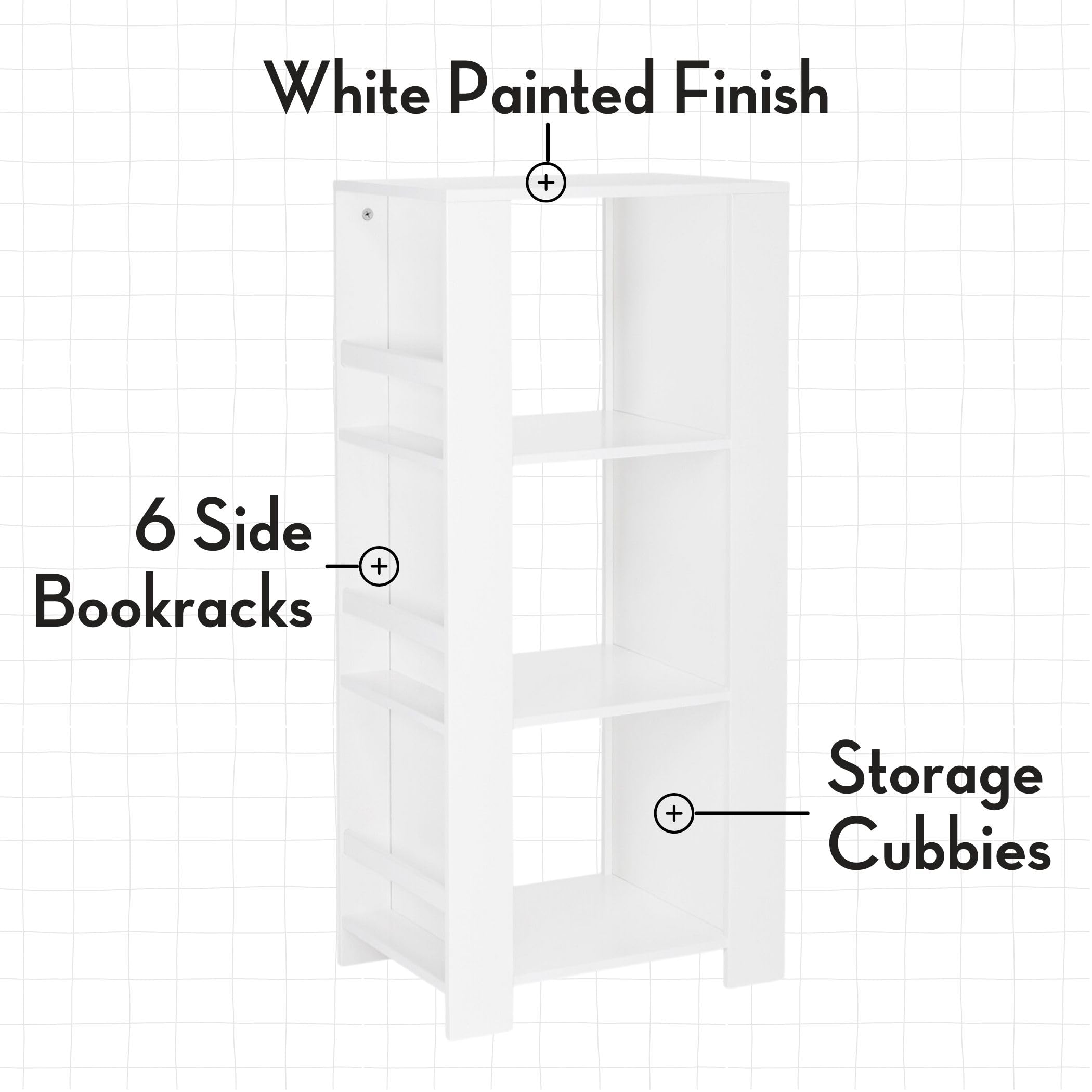 RiverRidge Home 5-Tier Storage Tower Organizer with Coral Bins - White Space-Saving Shelving Unit for Bedroom, Closet, Bathroom & Office Organization
