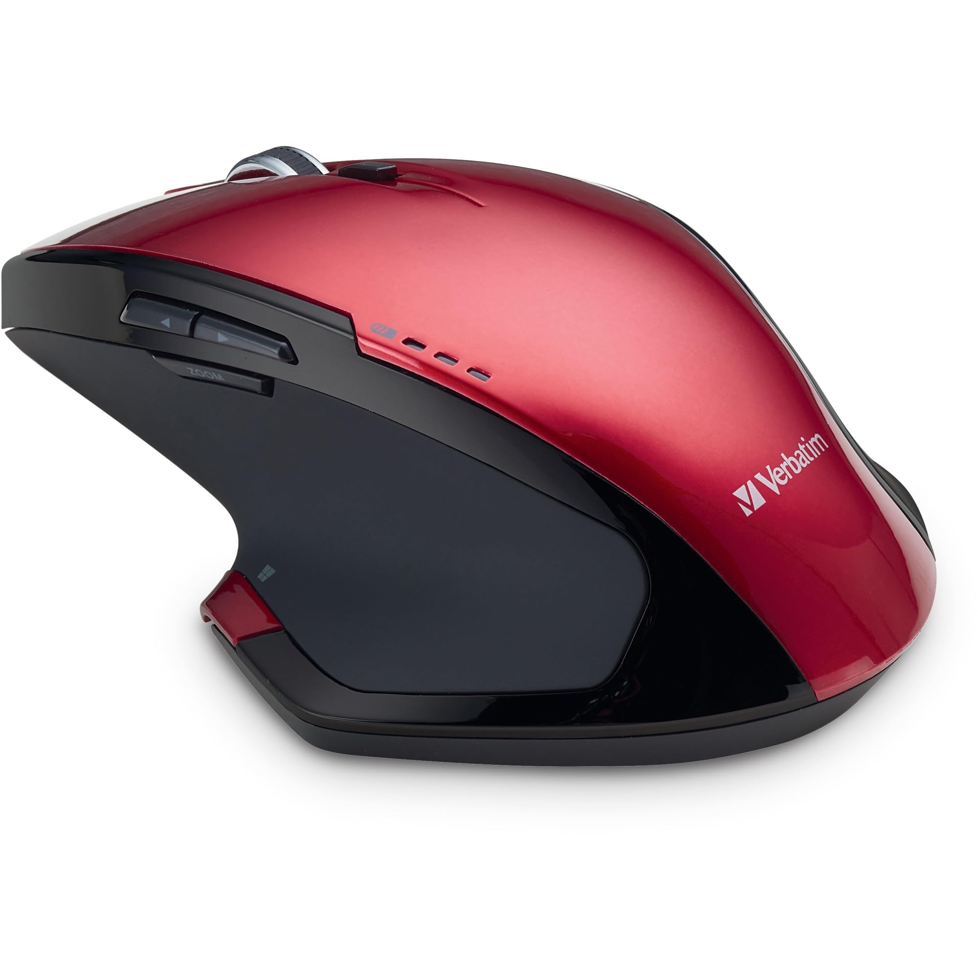Verbatim Wireless 8-Button Ergonomic Mouse with Blue LED - Portable for Mac & Windows, Ideal for Office & Gaming - Red