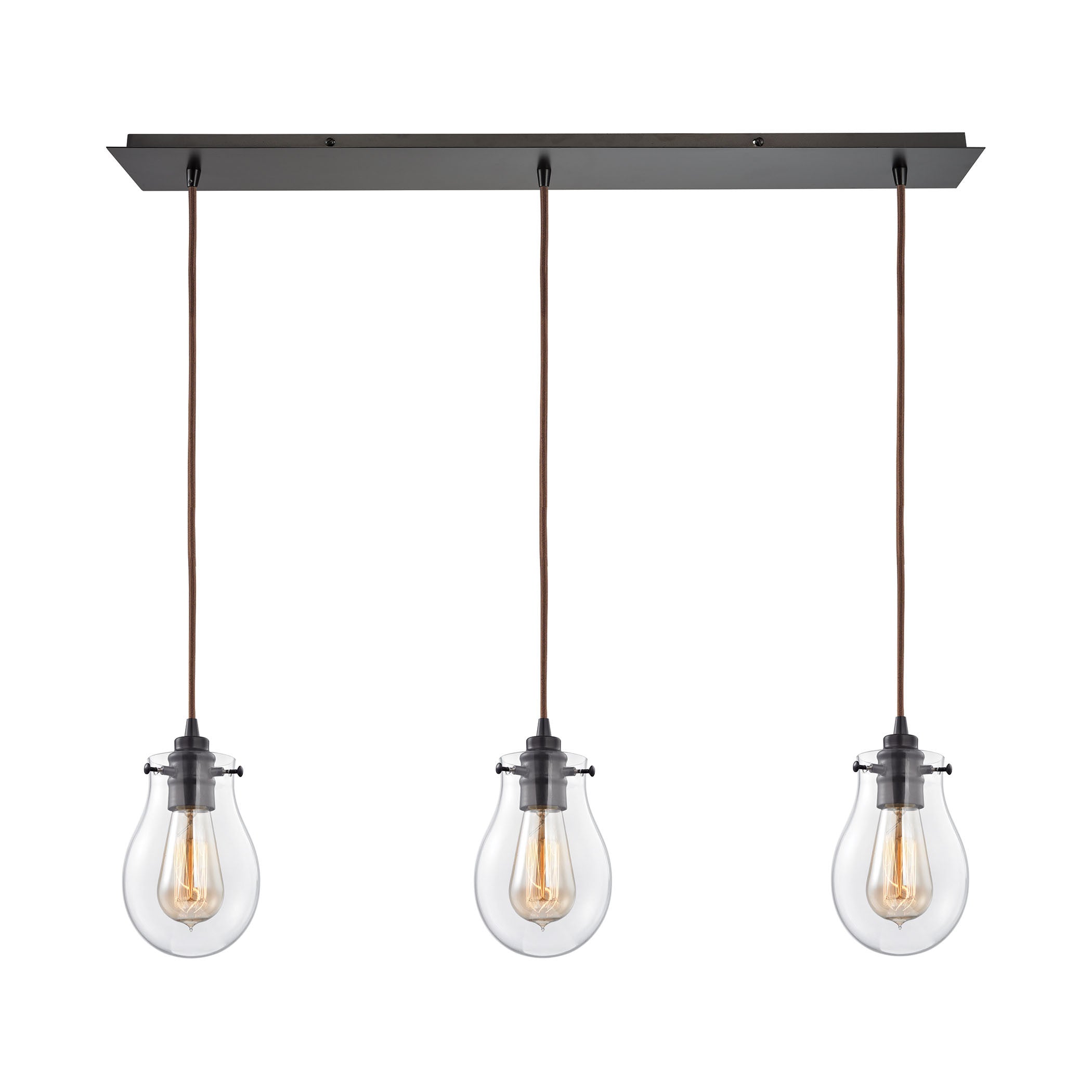 Jaelyn Linear Pendant Light - Modern Minimalist Gold Chandelier for Dining Room, Kitchen Island & Bedroom - Dimmable LED Hanging Fixture with Clear Glass Shades