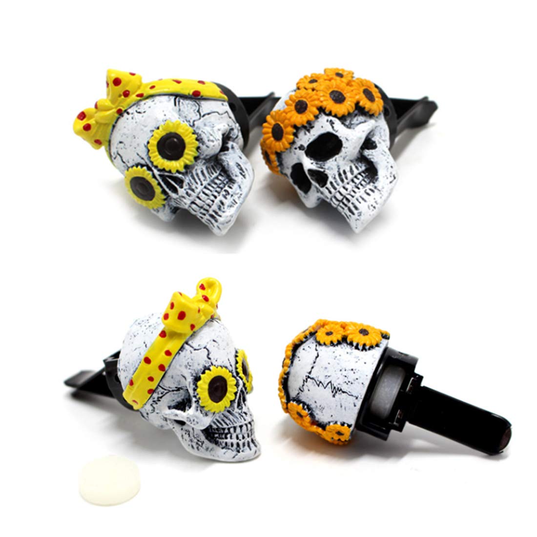 Premium Car Fragrance Diffuser Clips - 2-Pack Skull Design Resin Air Vent Freshener for Cars | Long-Lasting Aromatherapy & Car Decor | Perfect for Daily Commute, Road Trips & Office Vehicles