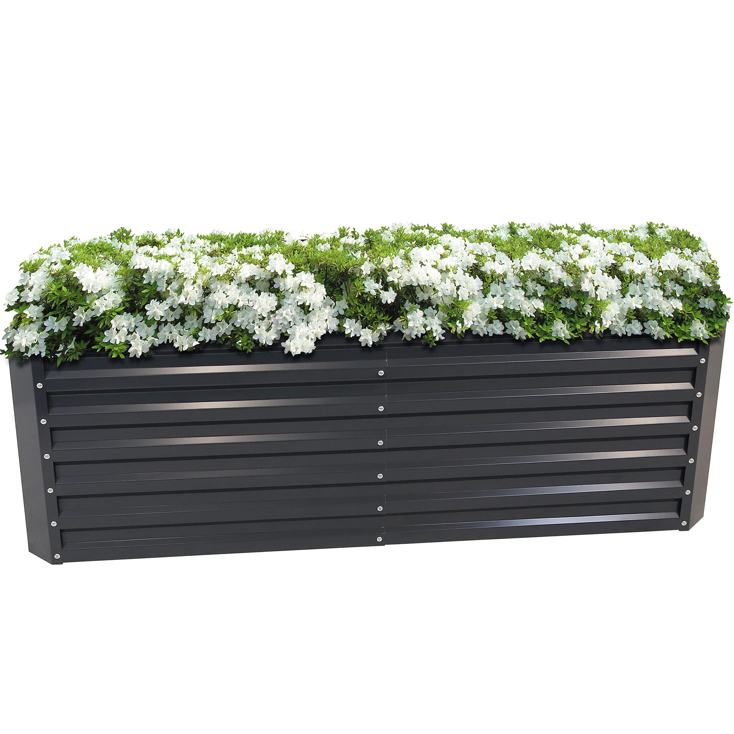 71-Inch Rectangular Raised Garden Bed Kit - Galvanized Steel Planter Box for Vegetables, Flowers & Herbs - Dark Gray Outdoor Gardening Solution for Backyard, Patio & Urban Farming