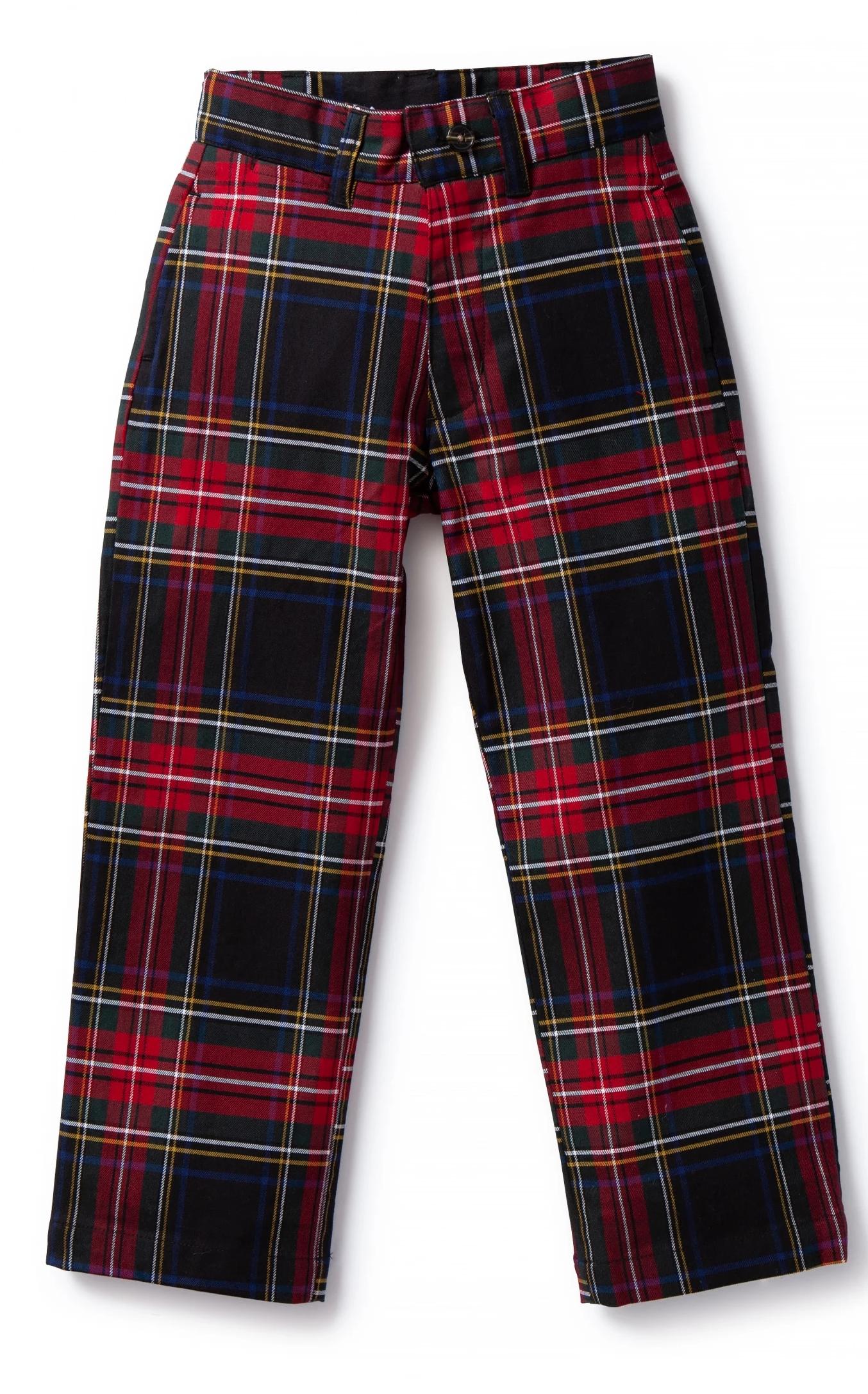 Boys Stretch Twill Port Pant - Black Stewart Plaid - Comfortable School Uniform Pants for Kids, Perfect for Everyday Wear and Special Occasions