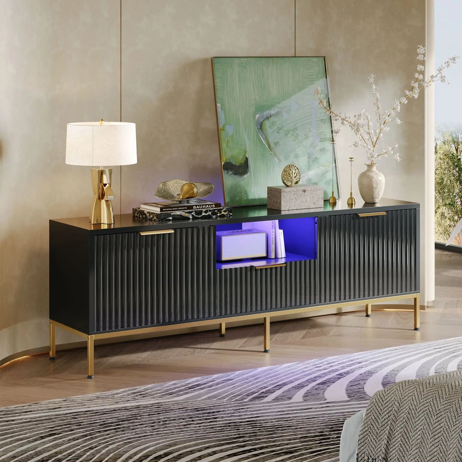 Bestier 55 Inch TV Stand with Storage Drawer & Cabinet - Modern Entertainment Center for Living Room, Bedroom & Home Theater