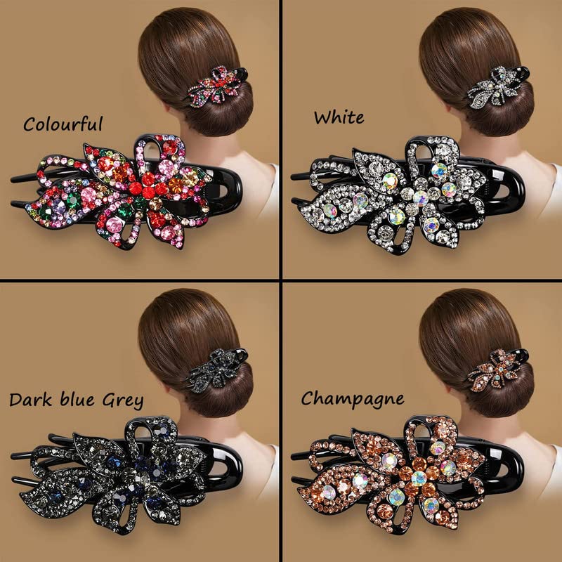 1PCS Duckbill Rhinestone Hair Clip with Flower Design - Sparkling Diamond Barrettes for Women & Girls - Perfect for Prom, Weddings, Parties & Everyday Hair Accessories