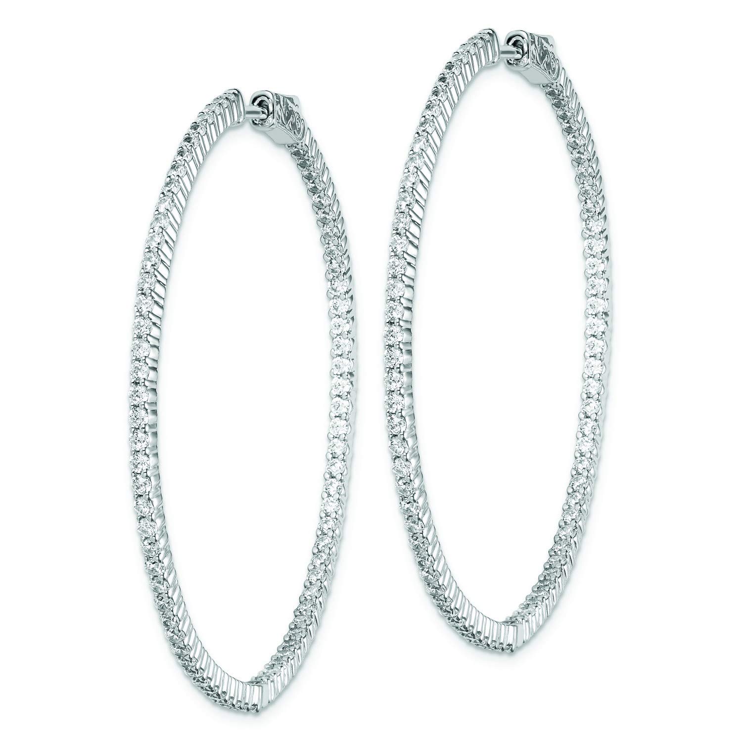 Sterling Silver CZ In and Out Hinged Hoop Earrings 47x48mm - Elegant Dangle Earrings for Women, Perfect for Parties, Weddings & Everyday Wear