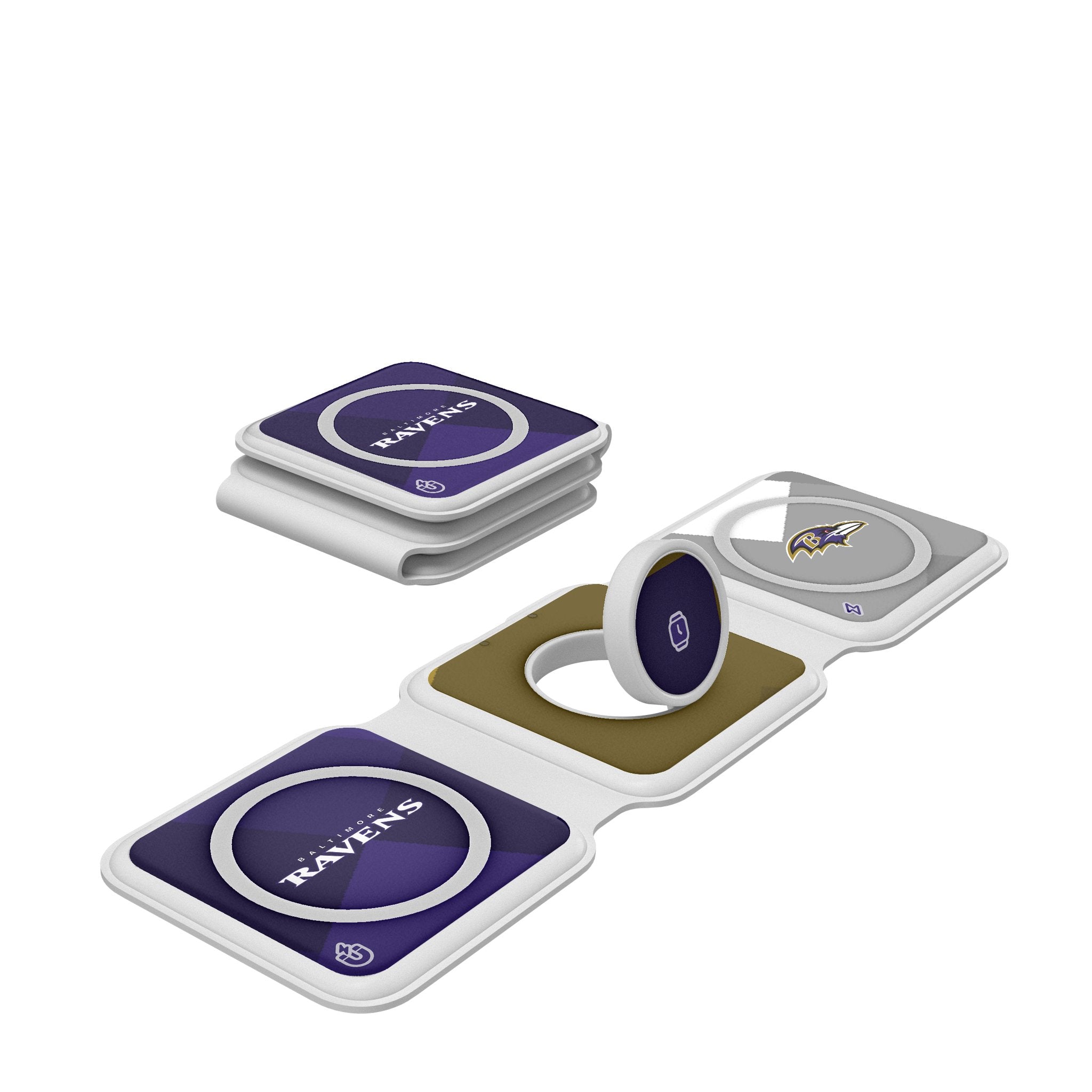 Baltimore Ravens 3-in-1 Foldable Charger - Color Block Design for iPhone, Android & AirPods - Perfect for Travel, Office & Home Use