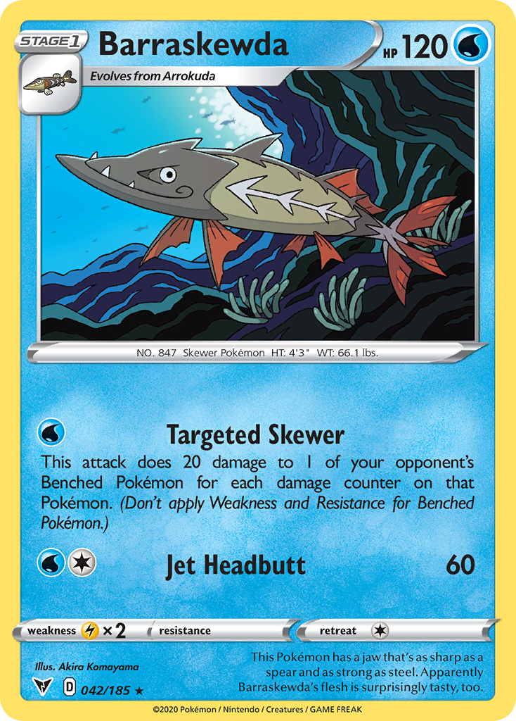 Barraskewda 042/185 Pokemon Card - Rare Trading Card for Collectors & Battles | Perfect for Pokemon TCG Enthusiasts & Competitive Play
