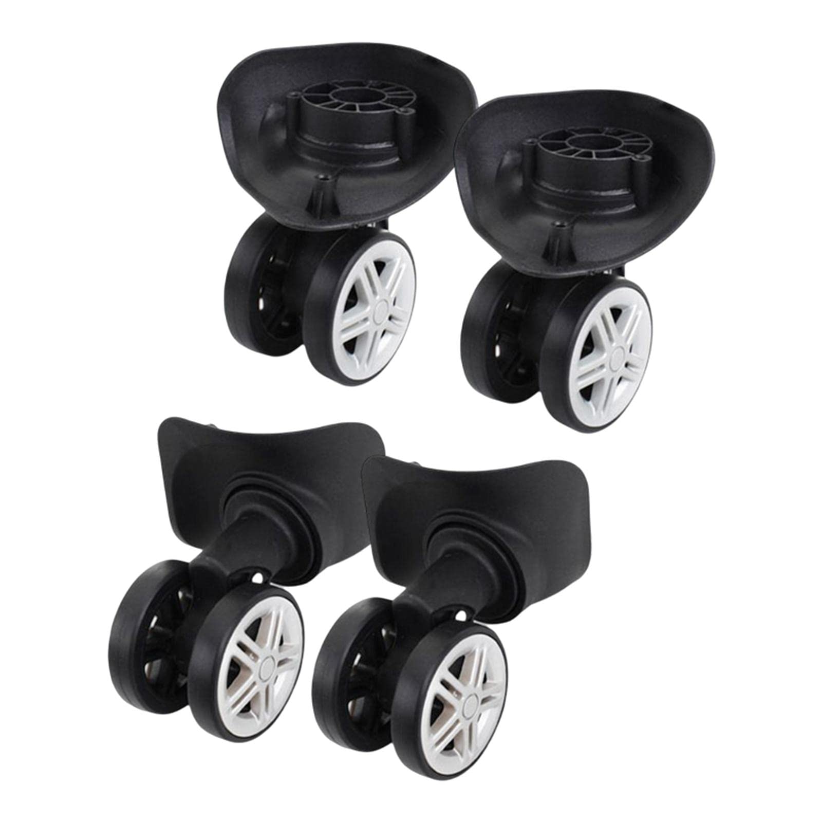 4-Pack Black Swivel Luggage Wheels - Replacement Suitcase Casters for Travel Trolley Repair - Durable Suitcase Accessories for Smooth Rolling (Ideal for Business Trips & Vacation Luggage)
