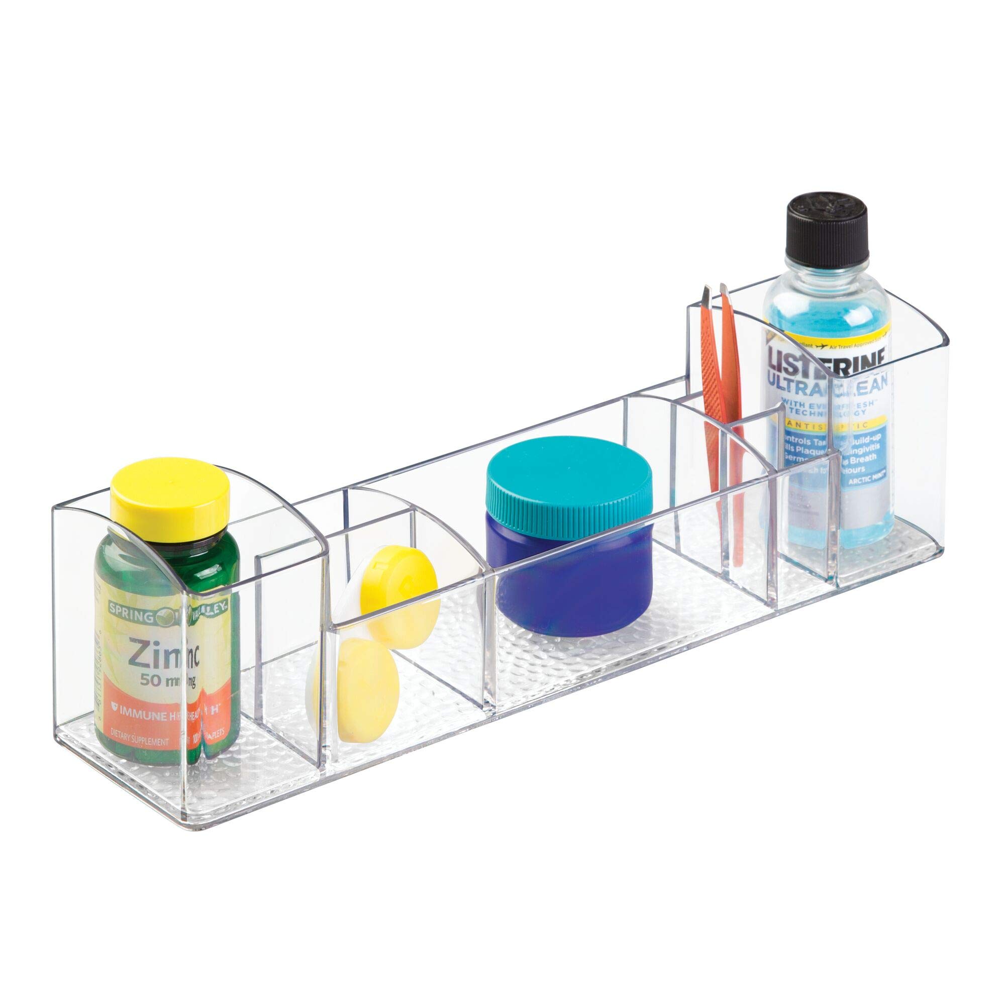 iDesign 43030 Med+ 12-Inch Plastic Divided Vanity Organizer for Medications & Bathroom Essentials - Multi-Level Storage Tray (12