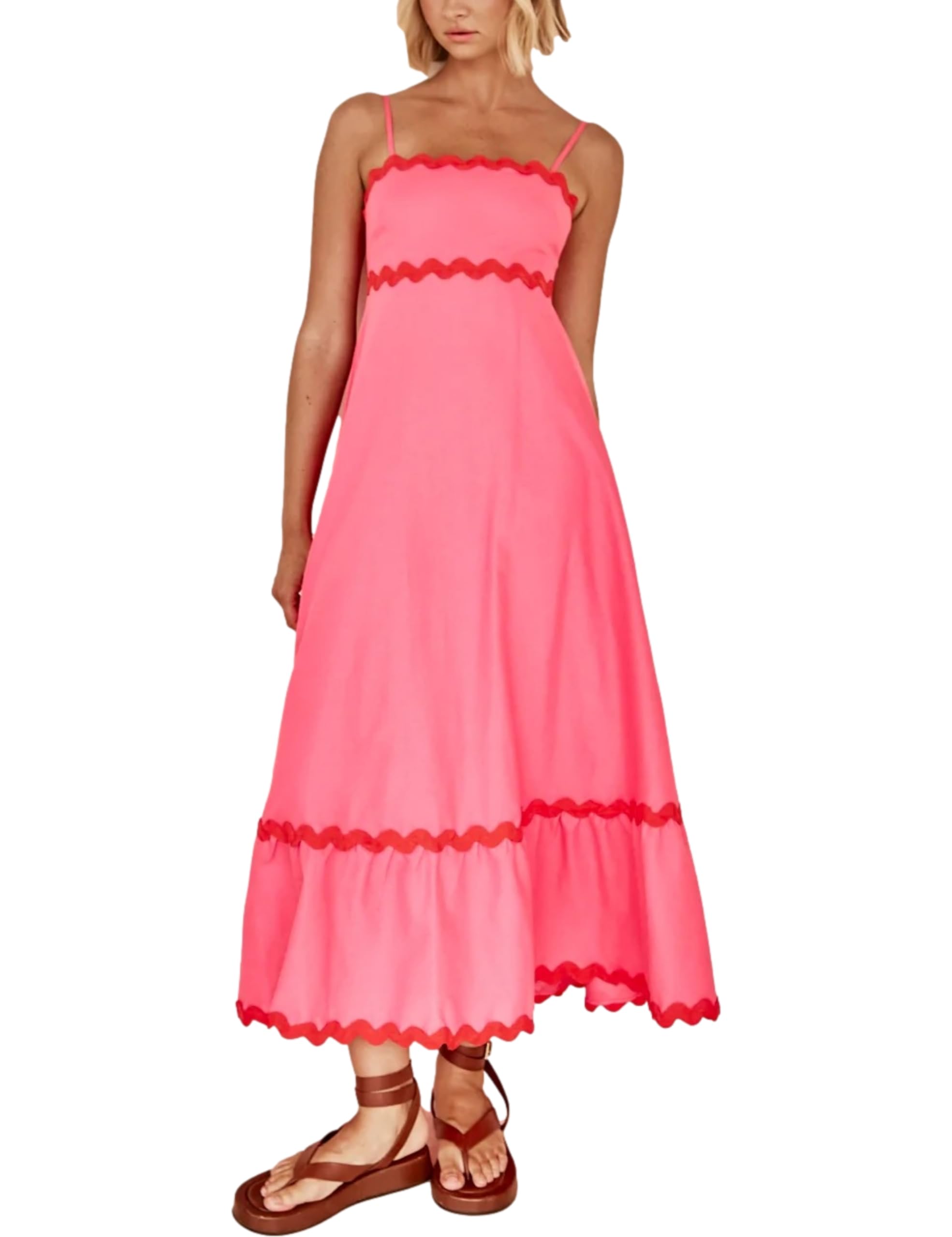 Bozanly Women's Flowy Summer Maxi Dress 2024 - Spaghetti Strap Sleeveless Smocked Beach Dress for Women | Perfect for Beach Vacations, Pool Parties & Summer Outings
