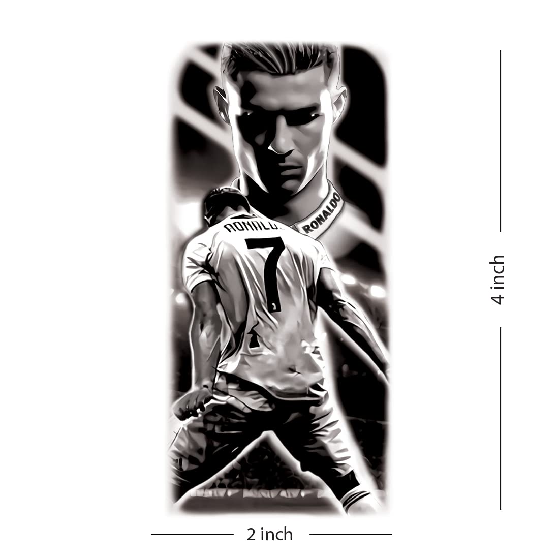 Cristiano Ronaldo Waterproof Temporary Tattoos for Men & Women - Long Lasting Fake Body Art for Football Fans, Parties & Costume Events