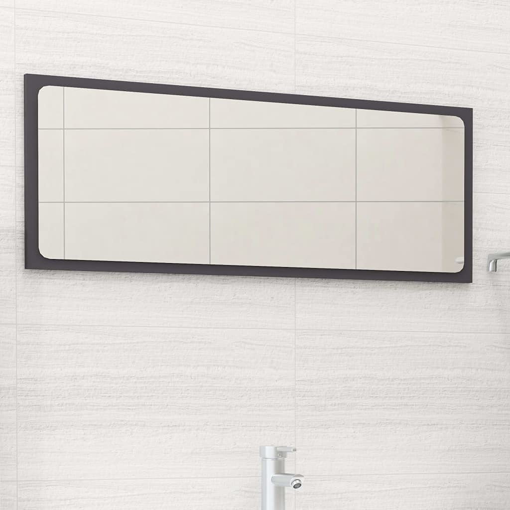 Modern Rectangle Makeup Mirror - Wall Mounted Bathroom Vanity Mirror with Glass Panel (35.4