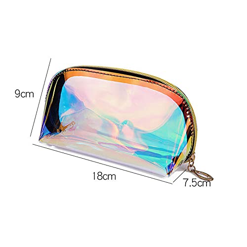 GELIMY 2PCS Set Transparent Waterproof Holographic Cosmetic Bags - Makeup Organizer, Toiletry Bag & Pencil Case - Portable Travel Essentials for Women (2 Sizes) | Perfect for Travel, Gym & Daily Beauty Storage