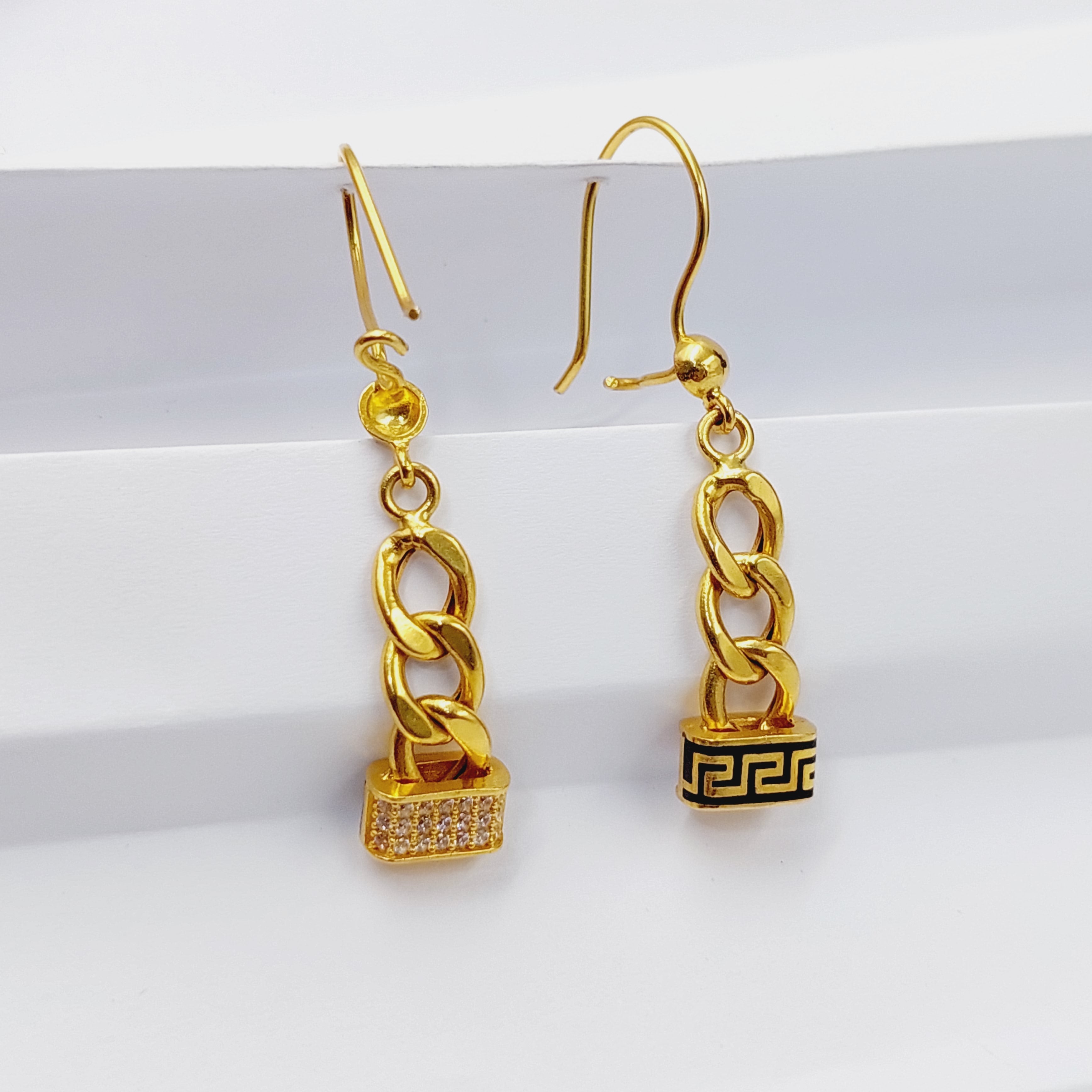 Enameled & Zircon Studded Cuban Link Earrings for Women - Trendy Gold & Silver Hoop Earrings for Party, Wedding & Everyday Wear
