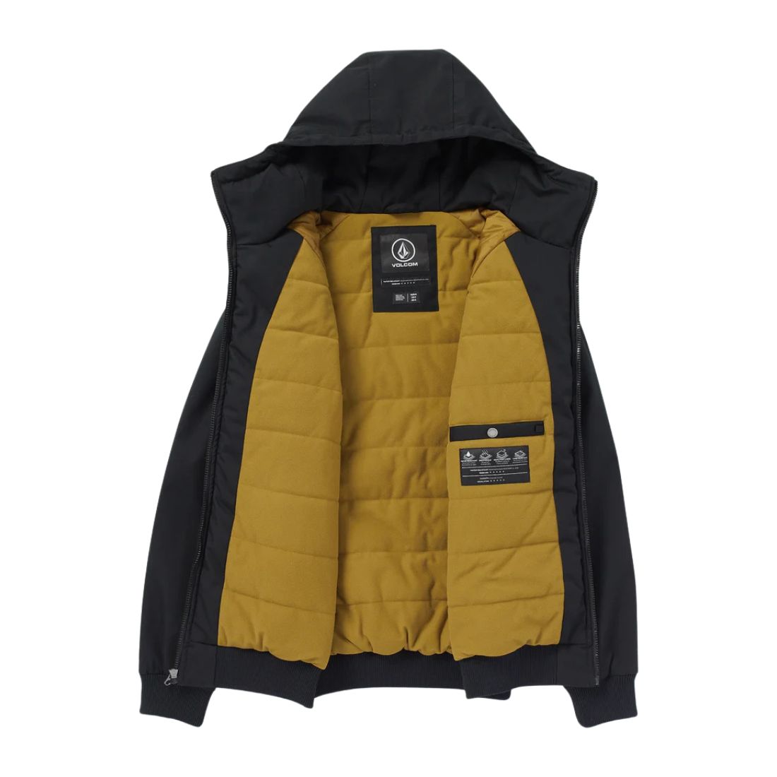 Volcom Men's Hernan 10K Insulated Hooded Jacket - Waterproof Winter Coat for Snowboarding, Skiing & Outdoor Activities (Black, A17324408)
