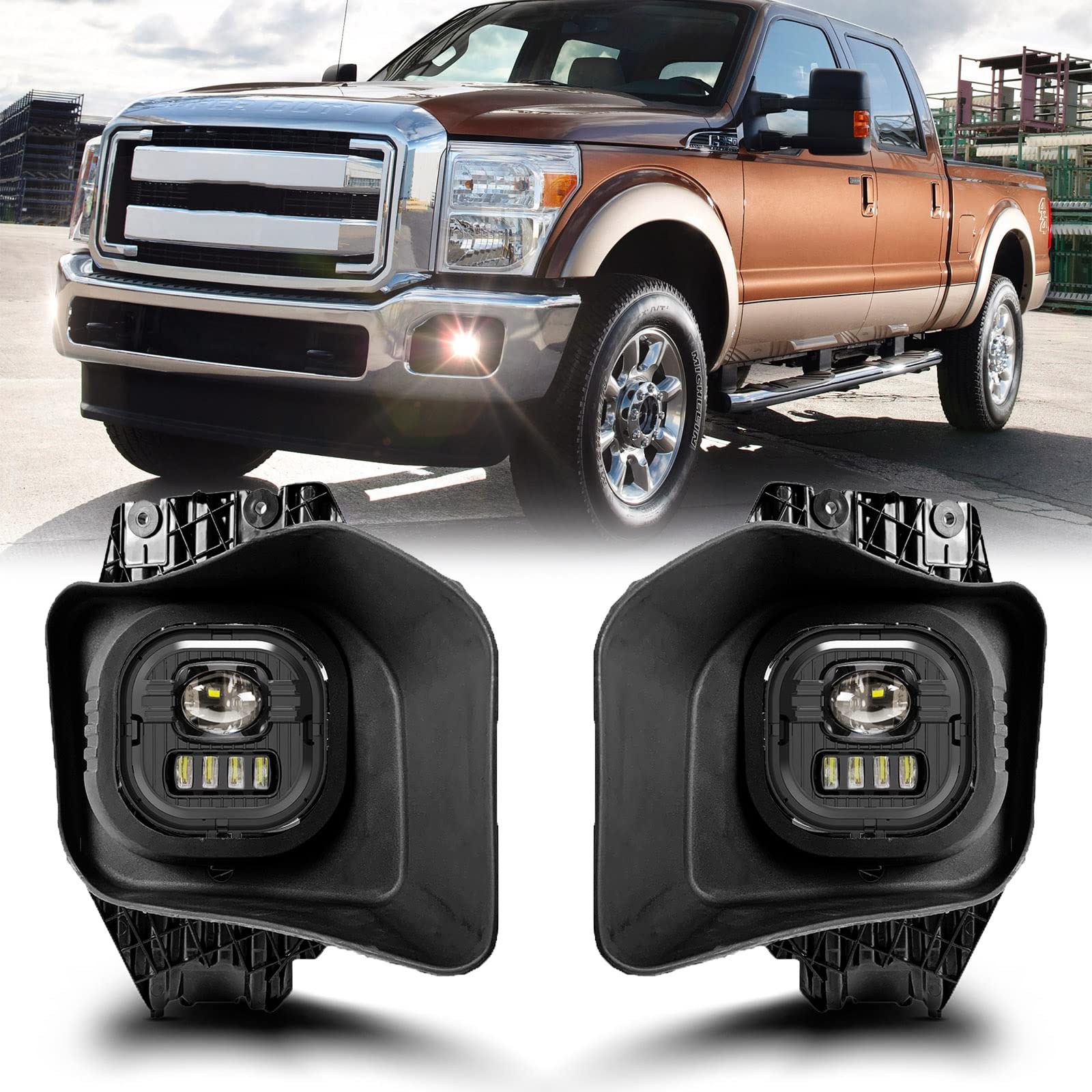 High-Performance LED Fog Lights Kit for 2011-2016 Ford F250 F350 F450 Super Duty - Waterproof Driving Lamps with Left & Right Side Assembly - Perfect for Off-Roading, Night Driving & Extreme Weather Conditions