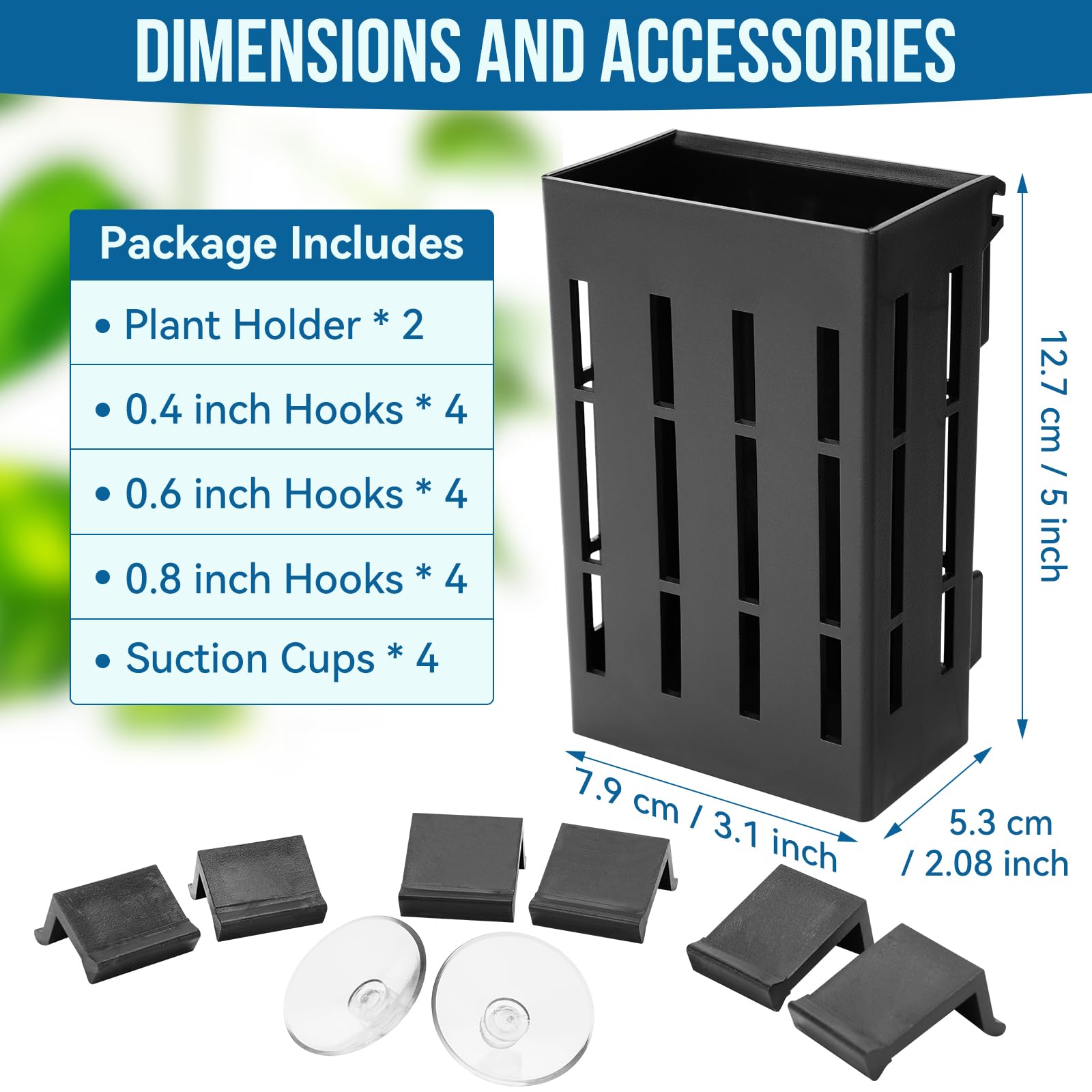 Upgraded Aquarium Plant Holder with Hooks & Suction Cups - Fish Tank Aquaponic Plant Cultivation & Aquascape Decorations (Black) - Perfect for Freshwater Planted Tanks, Betta Fish Habitats & Home Aquarium Decor