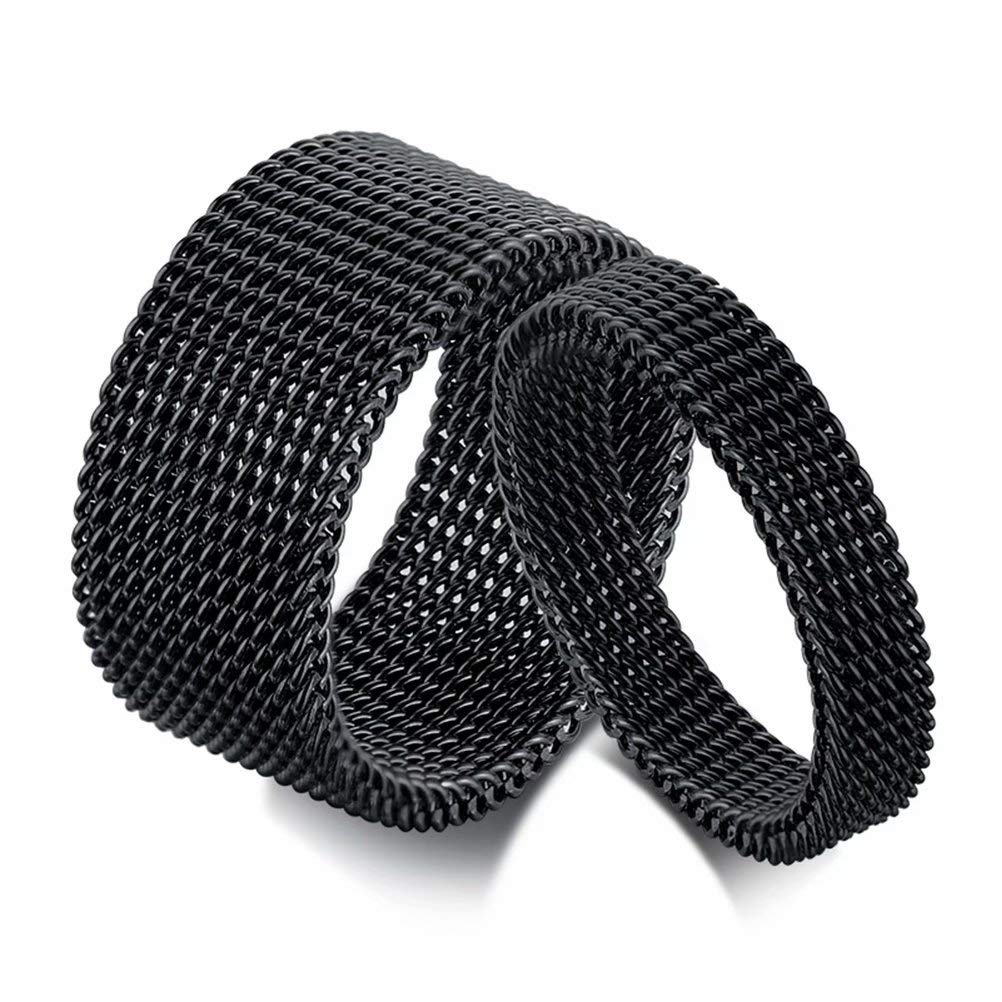 MVONCITY Stainless Steel Braided Mesh Rings for Women & Men - 4mm & 10mm Wide Wedding Bands, Promise Rings, Couple Rings Set - Perfect for Anniversaries, Engagements, and Everyday Wear