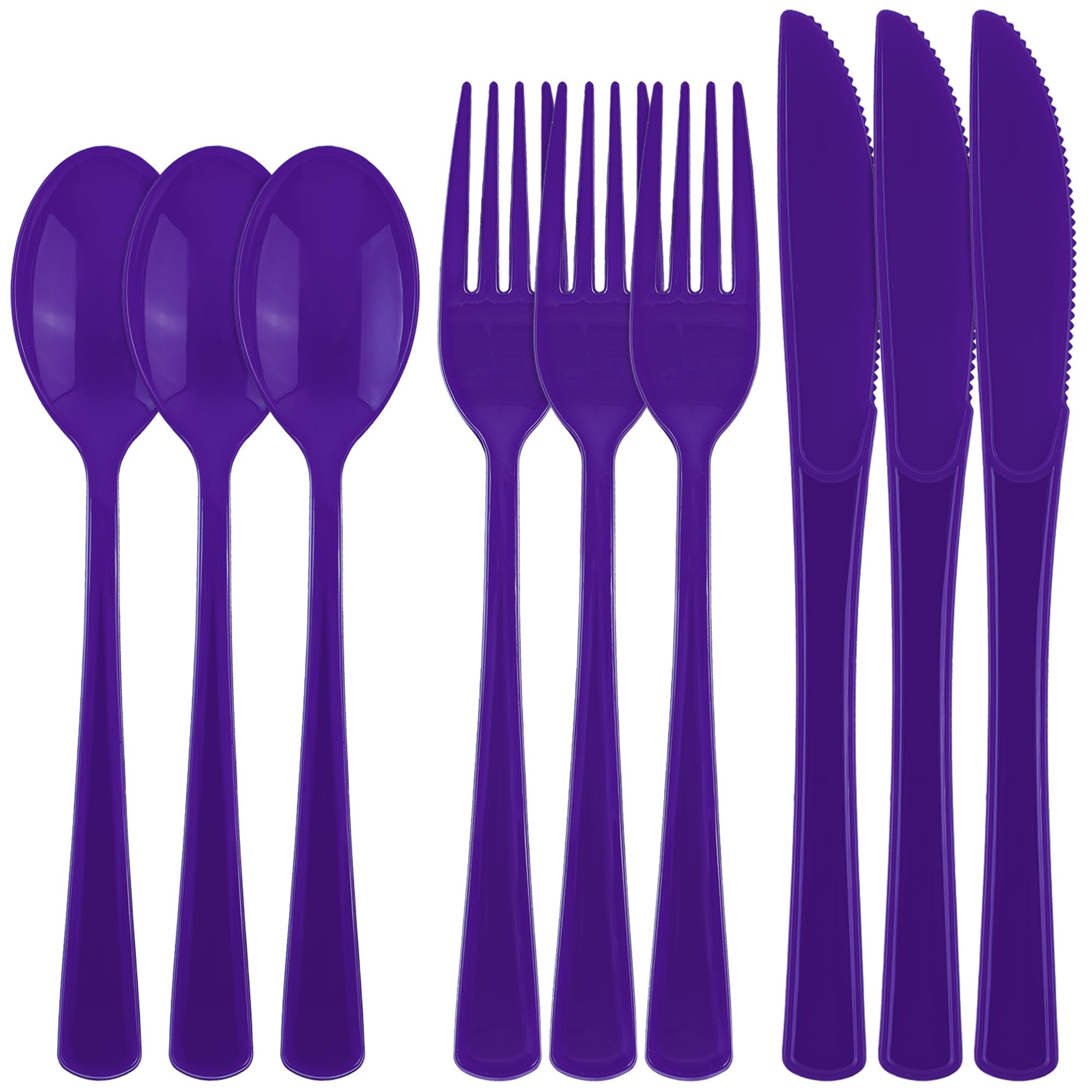 300-Piece Deep Purple Heavy Duty Plastic Cutlery Set - Disposable Silverware with Spoons, Forks & Knives for Wedding, Birthday Party, Prom Night - Durable Flatware for Catering, Picnics & Outdoor Events