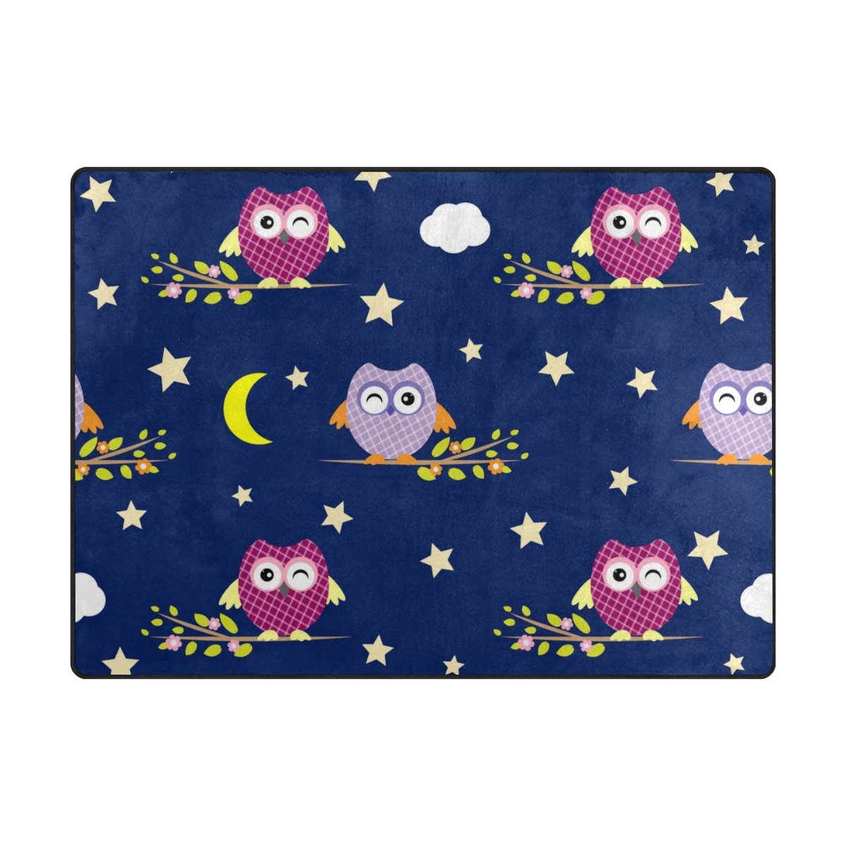 Non-Slip Owl Print Area Rug - 63x48 Inch Soft Floor Mat for Living Room, Bedroom, Nursery & Entryway - Kids Room Decor & Home Accent - Perfect for Playrooms, Dorm Rooms and Cozy Spaces