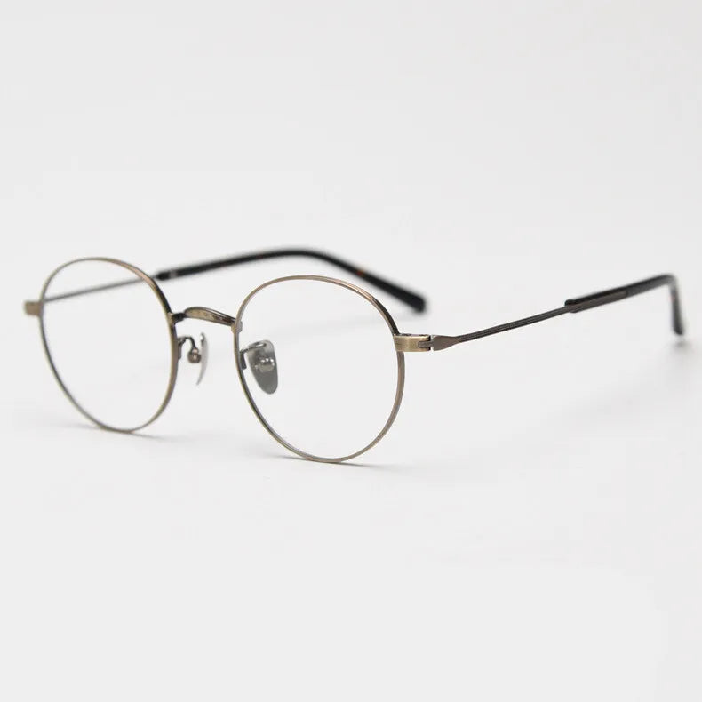 CCspace Unisex Full Rim Round Titanium Eyeglasses Frame - Lightweight Durable Glasses for Men & Women - Perfect for Reading, Driving & Daily Wear (Model 300779)