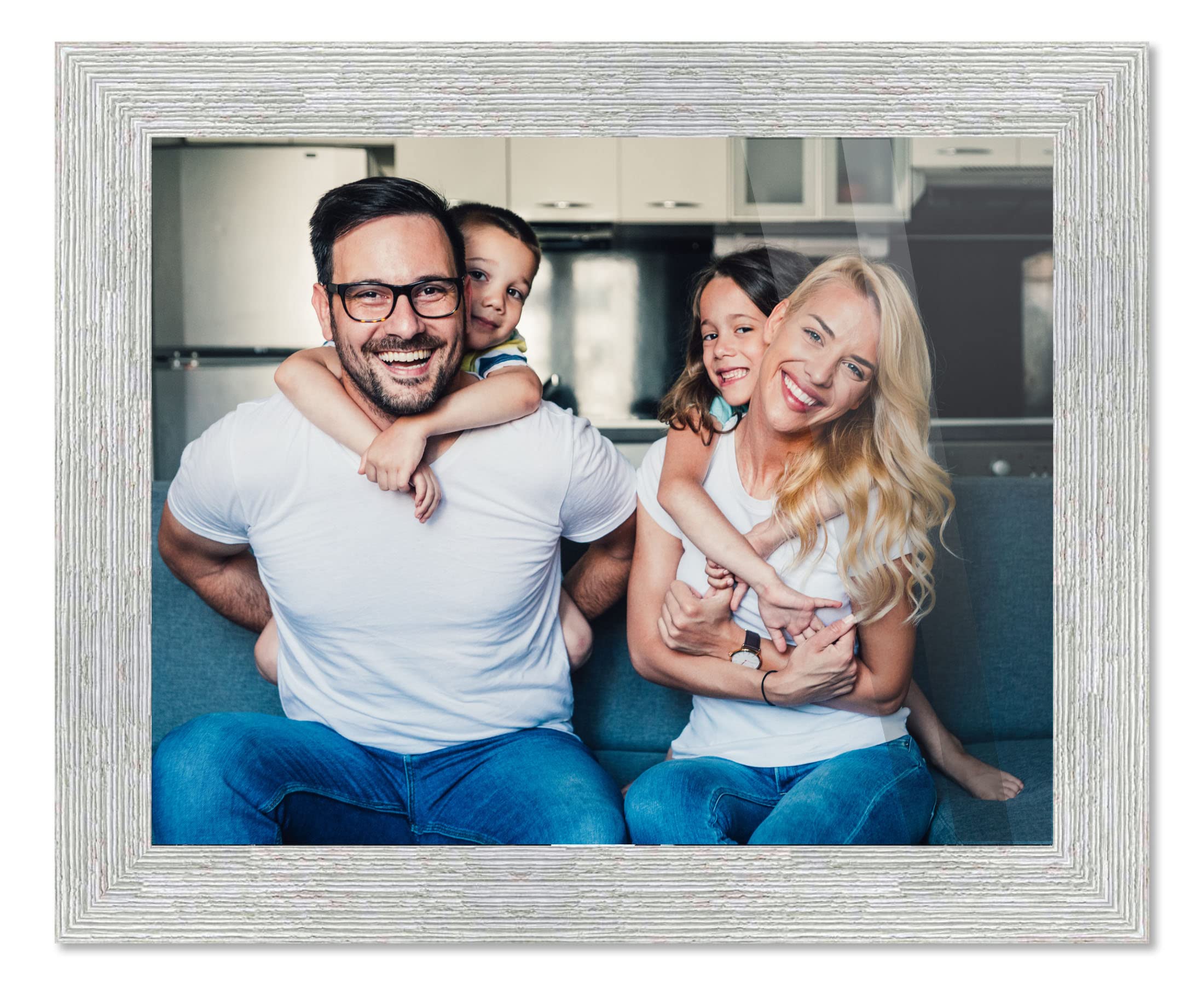 33x18 White Barnwood Picture Frame - Modern Wood Photo Frame with UV Acrylic Shatter Guard & Acid-Free Backing - Perfect for Family Photos, Wall Decor, Living Room, Bedroom & Office Display