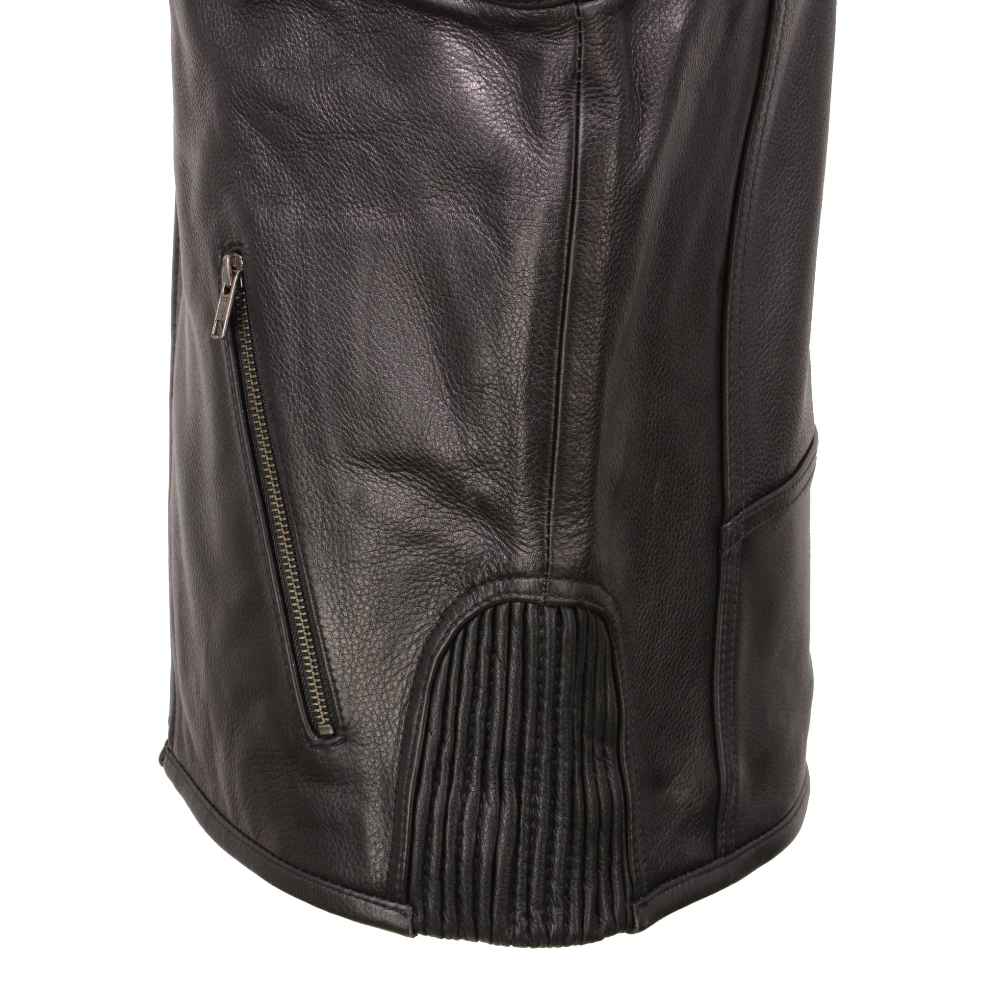 Milwaukee Leather Men's Cool-Tec Black Leather Vest with Zipper Front & Side Stretch Panels - MLM3502 - Perfect for Motorcycle Riding, Outdoor Adventures & Casual Wear