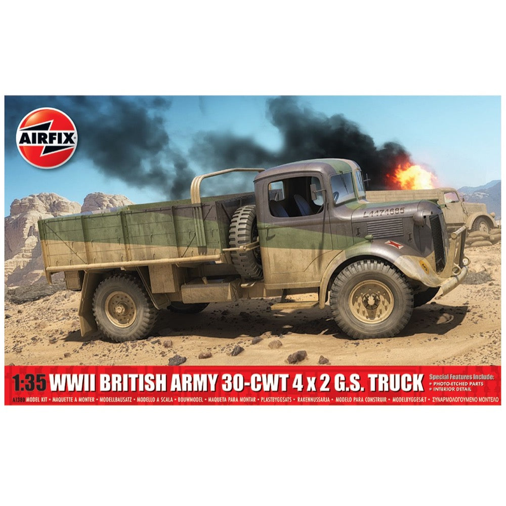 Airfix 1380 1/35 Scale WWII British Army 30cwt 4x2 G.S. Truck Military Vehicle Model Kit - Perfect for History Enthusiasts & Scale Model Collectors