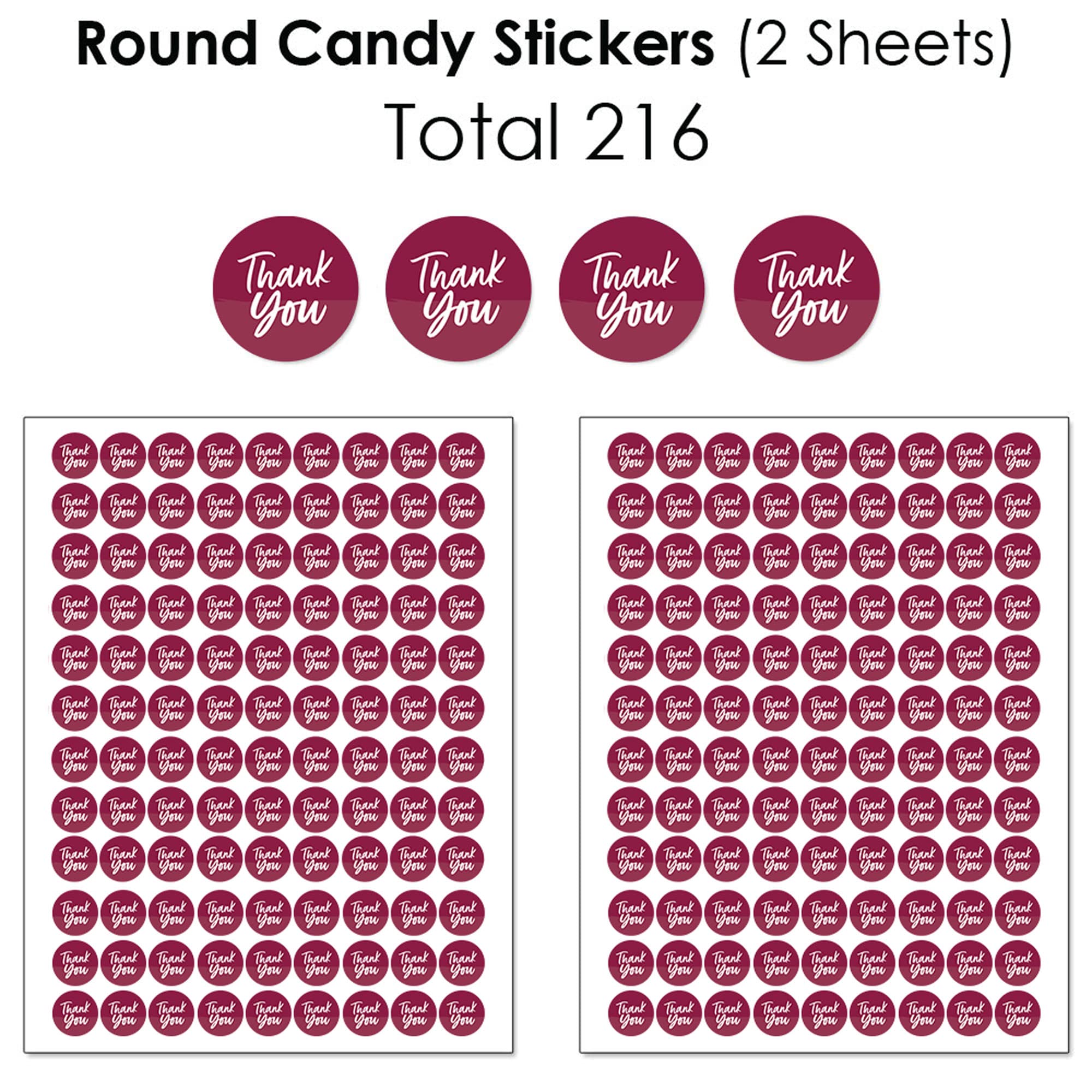 Elegant Mini Candy Bar Wrappers & Round Stickers Set - 304pcs Burgundy Candy Favor Kit for Weddings, Baby Showers & Party Favors - DIY Candy Decorations for Special Events
