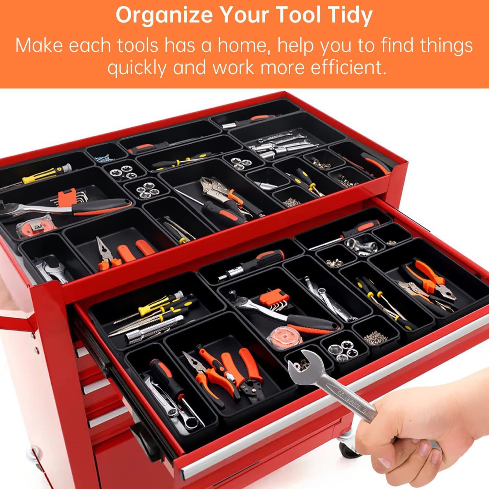 20 Pack Black Tool Box Organizer Trays - 5 Sizes Large 12