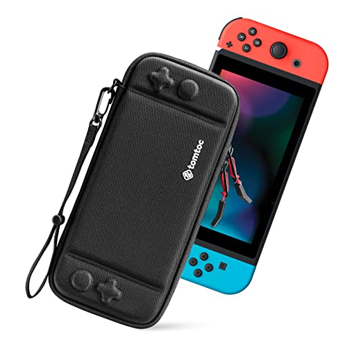 tomtoc Protective Carrying Case for Nintendo Switch & Switch Lite - Military-Grade Shockproof Travel Case with 10 Game Card Slots & Original Patent Design (Black) - Perfect for Gaming On-The-Go & Travel Protection