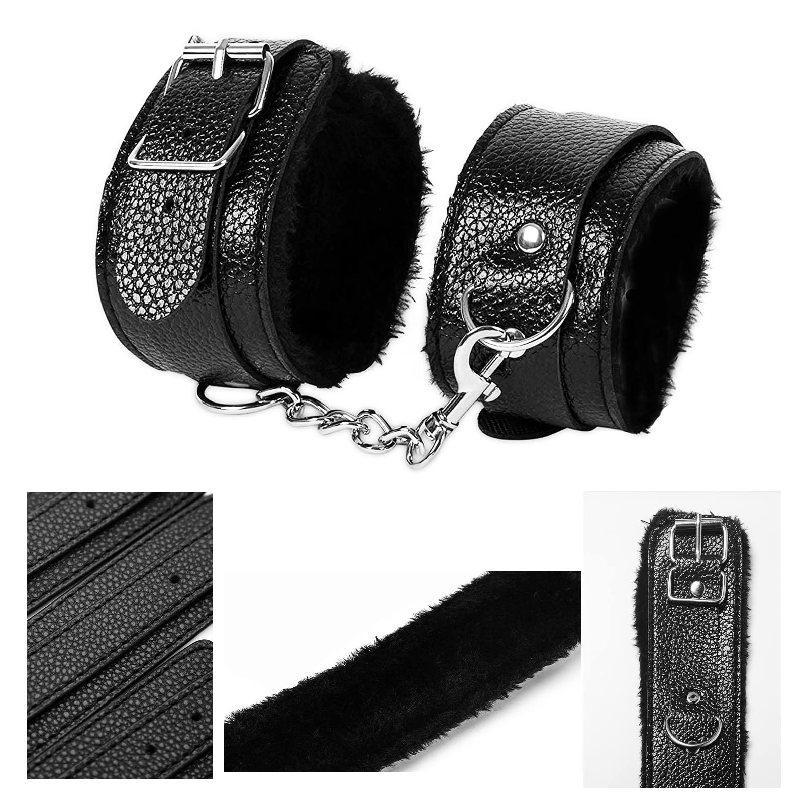 Premium BDSM Bondage Kit - Adjustable Handcuffs, Leg Straps & Soft Restraint Ropes for Couples | Portable SM Sex Toys for Bedroom Play | Unisex Black Bondage Set for Adults (Perfect for Roleplay & Spicing Up Relationships)