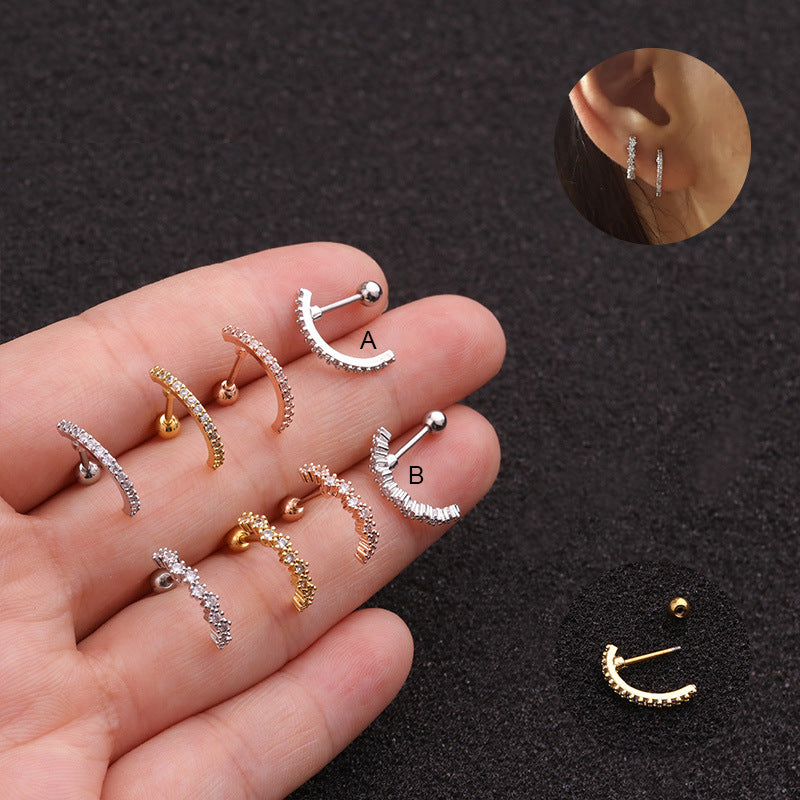 20G Silver Pave Conch Huggie Hoop Earrings for Women | HSPJ1939 | Perfect for Everyday Wear, Parties & Special Occasions