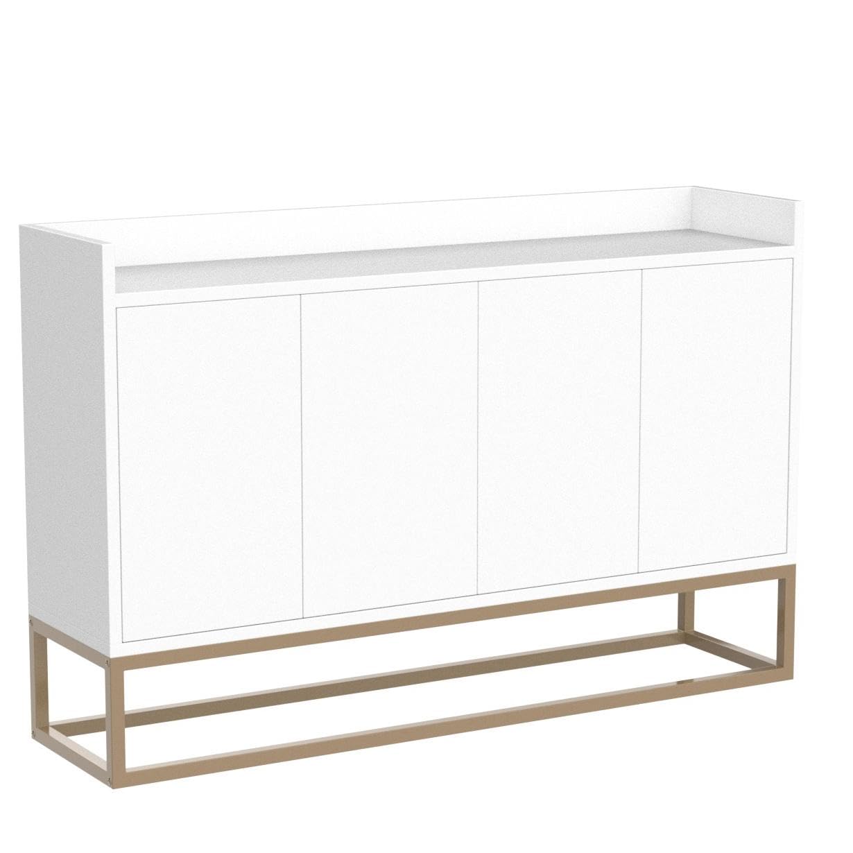 Modern Wooden Sideboard Buffet Cabinet with Metal Base - Large Storage Space for Dining Room, Entryway - White Buffet Server Console Table Floor Cabinet for Home Decor & Organization