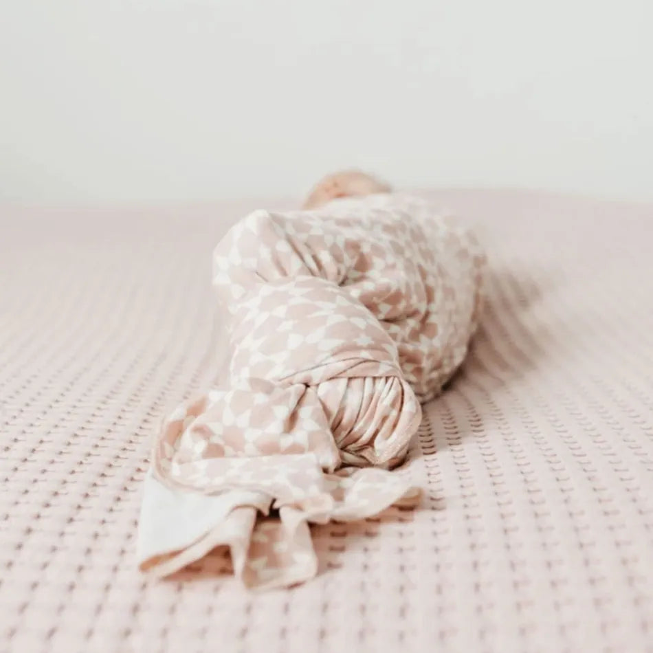 Copper Pearl Knit Swaddle Blanket - Soft Baby Wrap for Newborns & Infants - Perfect for Swaddling, Nursing & Stroller Use - Star Pattern